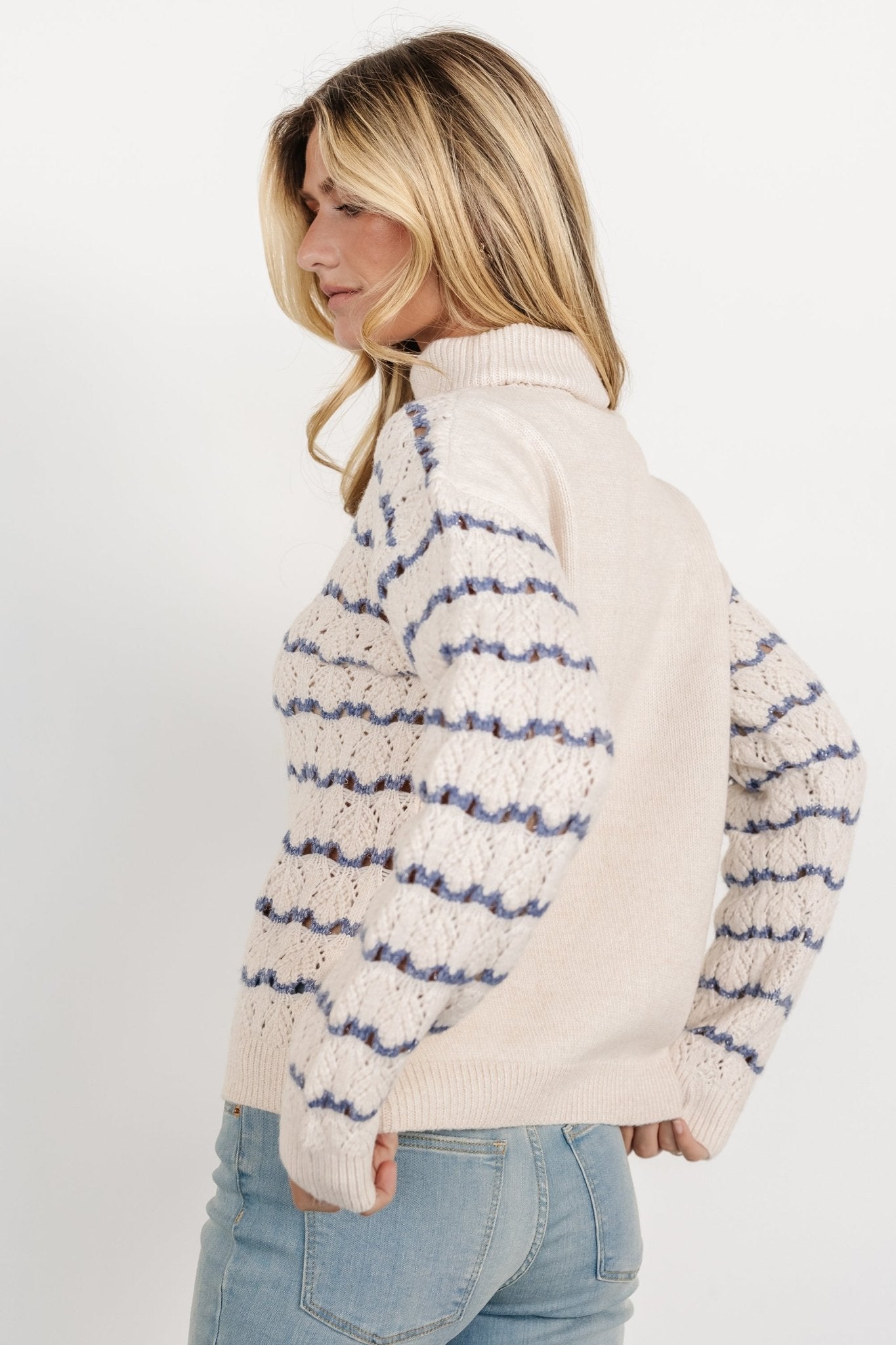 Hollis Knit Sweater | Ivory + Blue Buy Cheap Visit New