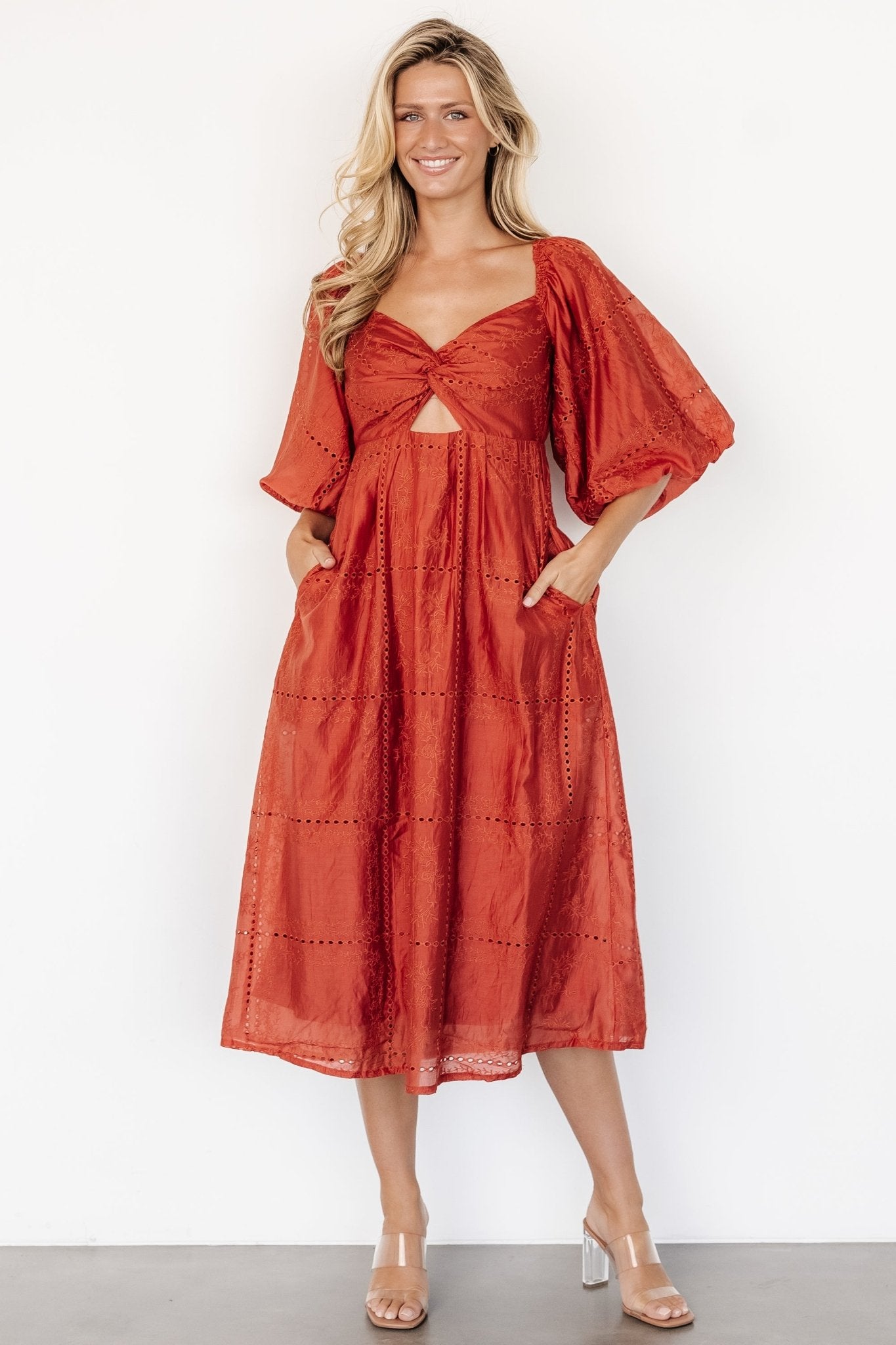 Brynn Midi Dress | Rust Enjoy For Sale