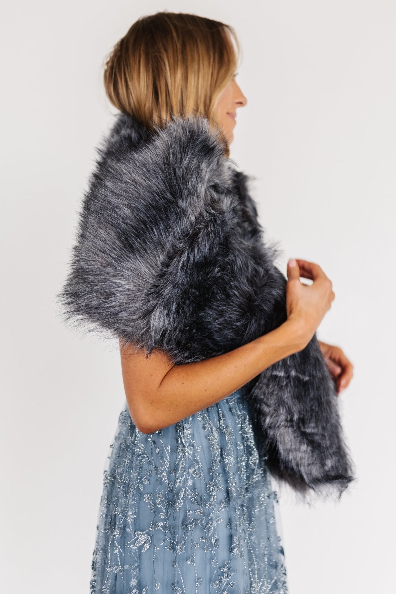 Valerie Faux Fur Shawl | Dark Gray Cheap