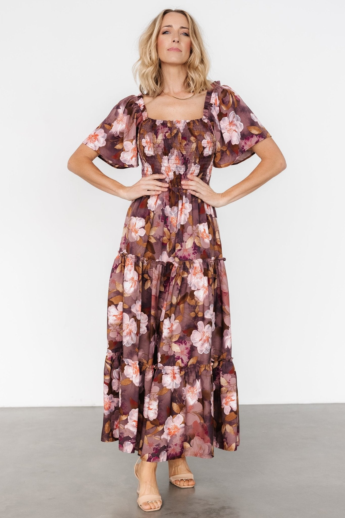 Southampton Smocked Maxi Dress | Brown Floral Buy Cheap Wiki