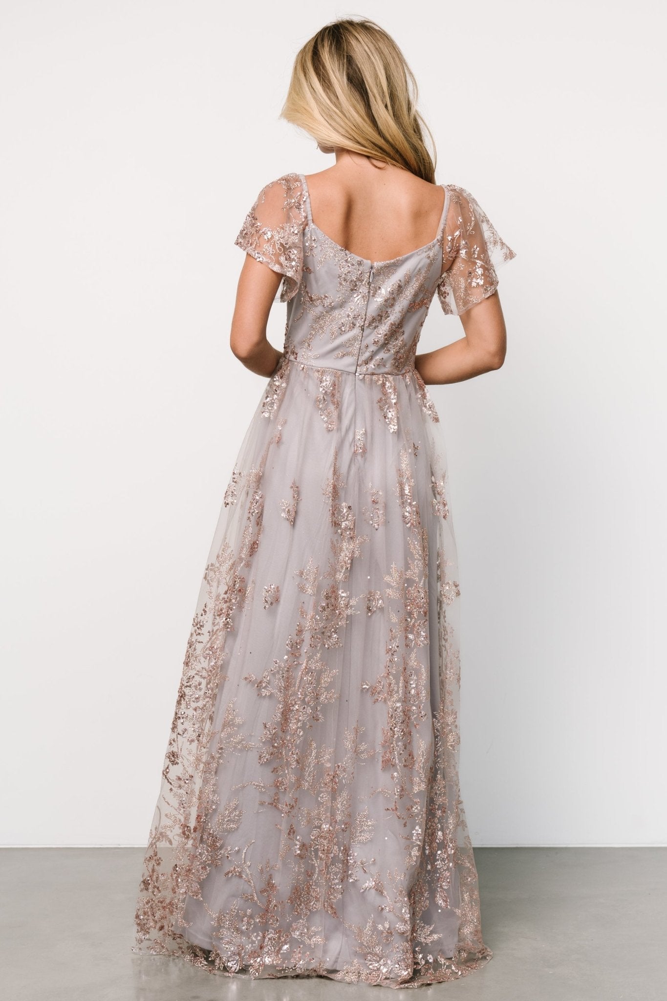 Corinne Shimmer Maxi Gown | Lavender Clearance Ebay