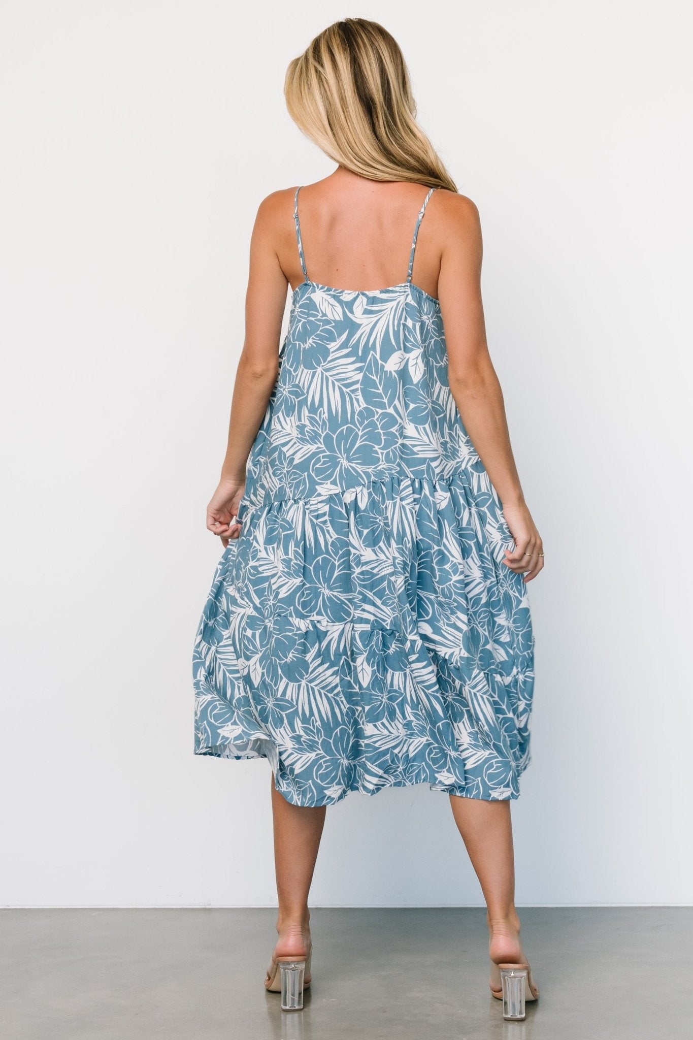 Sonora Midi Dress | Dusty Blue Print Free Shipping 100% Guaranteed