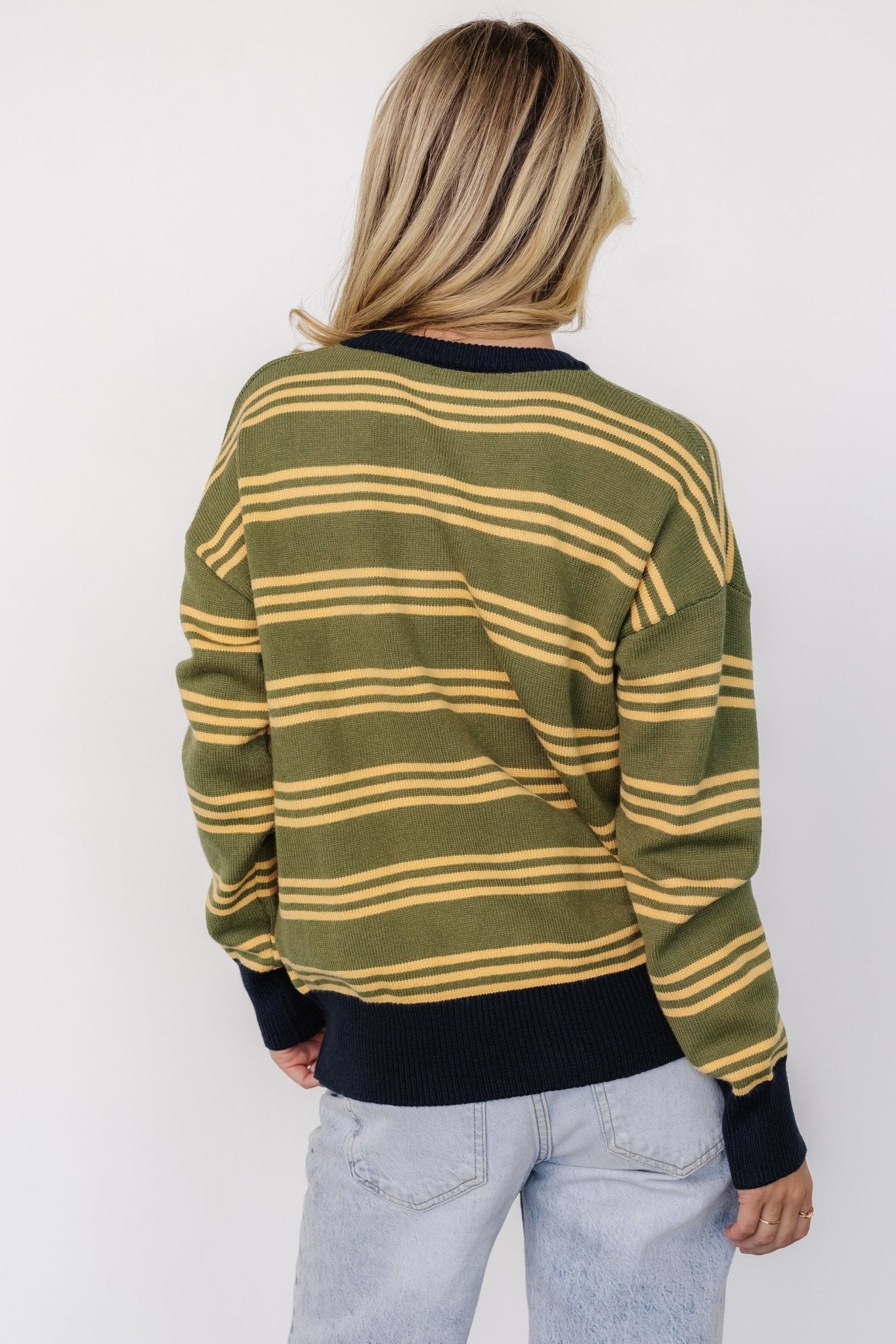 Thomas Striped Sweater | Olive Multi Buy Cheap Cost