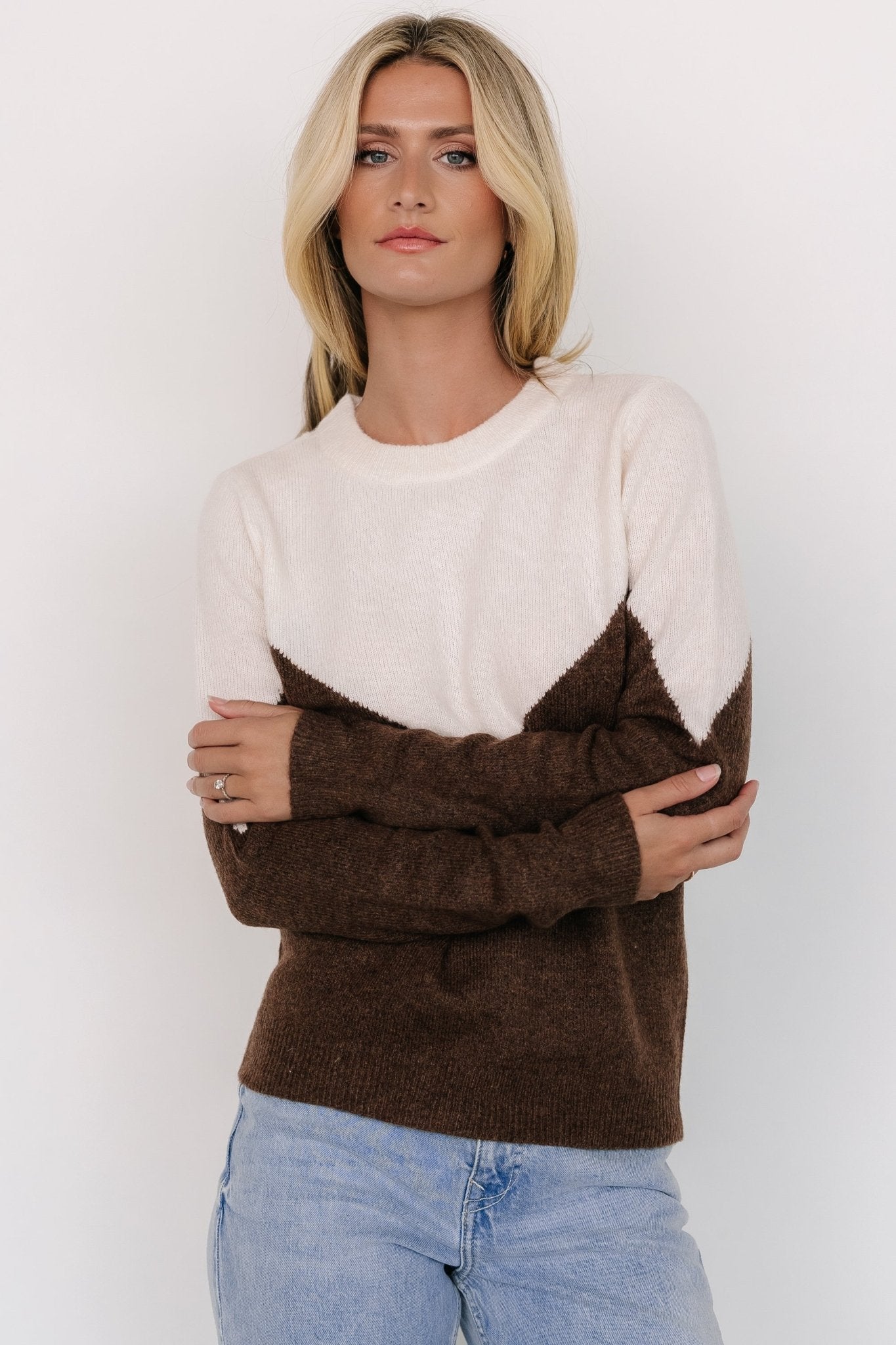 Tanner Sweater | Ivory + Brown Manchester Cheap Pice