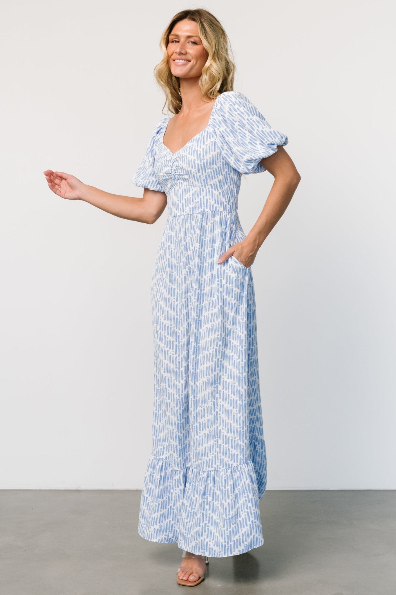 Durban Maxi Dress | Dusty Blue Print Cheap Best