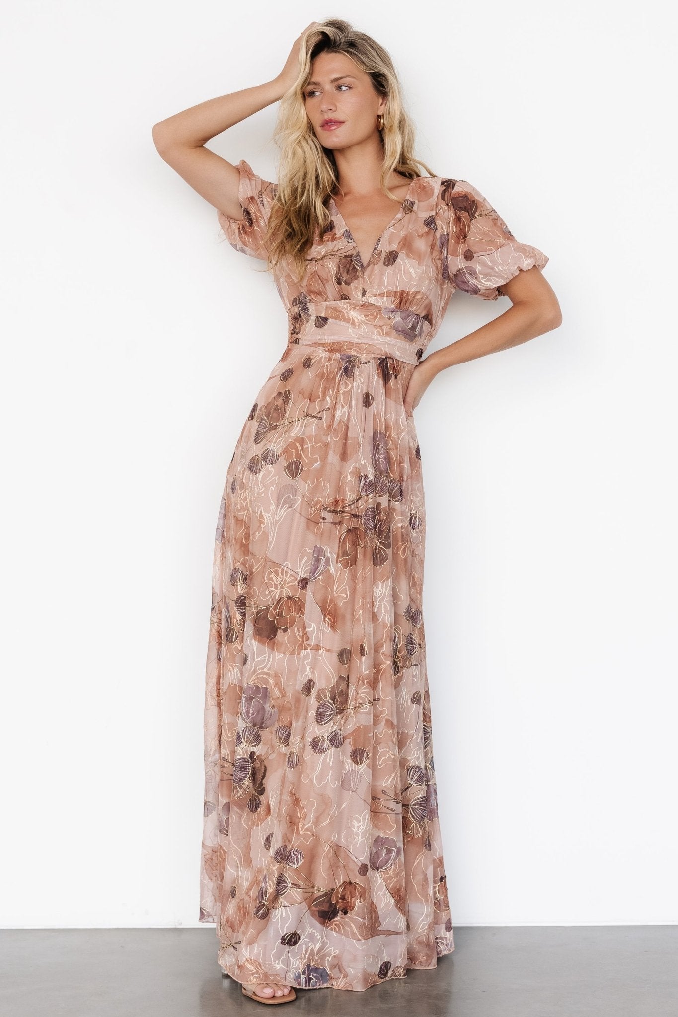 Ardley Maxi Dress | Taupe Floral Outlet The Cheapest