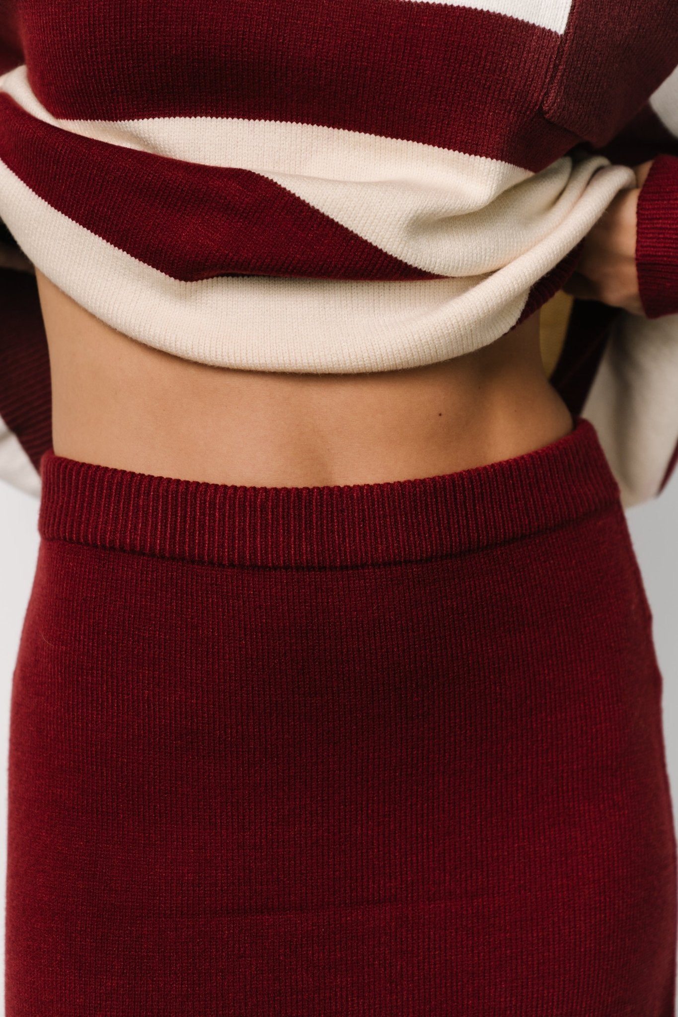 Carlotta Sweater + Skirt Set | Burgundy + Cream Genuine For Sale