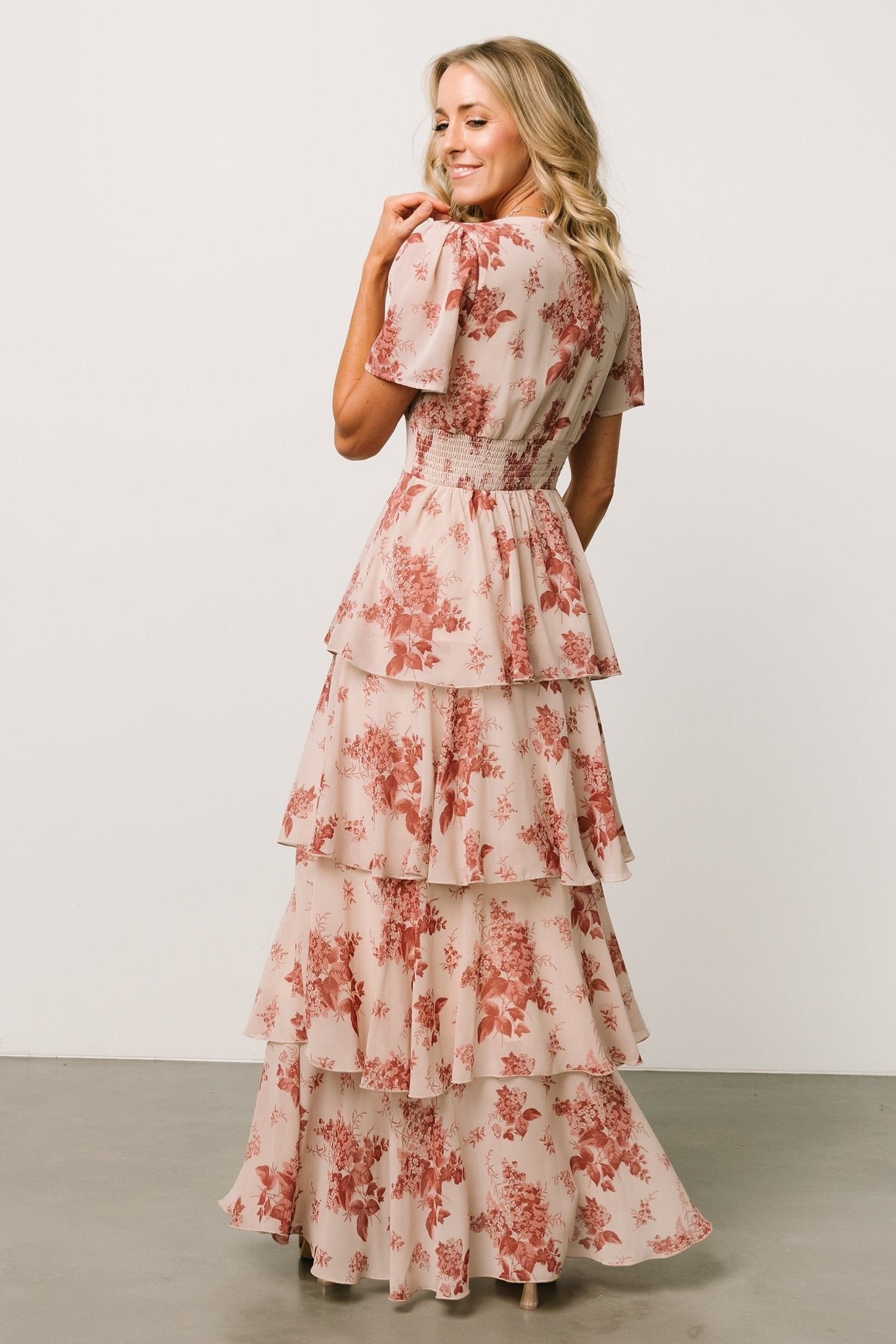 Montaigne Ruffle Maxi Dress | Rose Floral Geniue Stockist For Sale