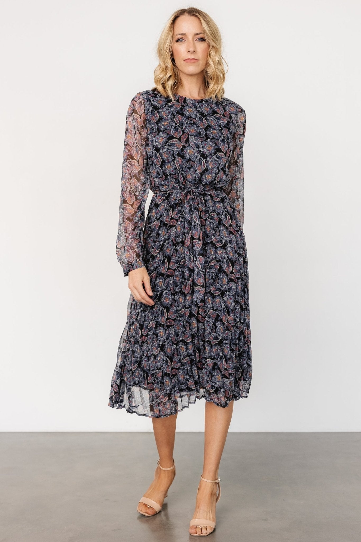 Laurie Midi Dress | Black Print Free Shipping 2025