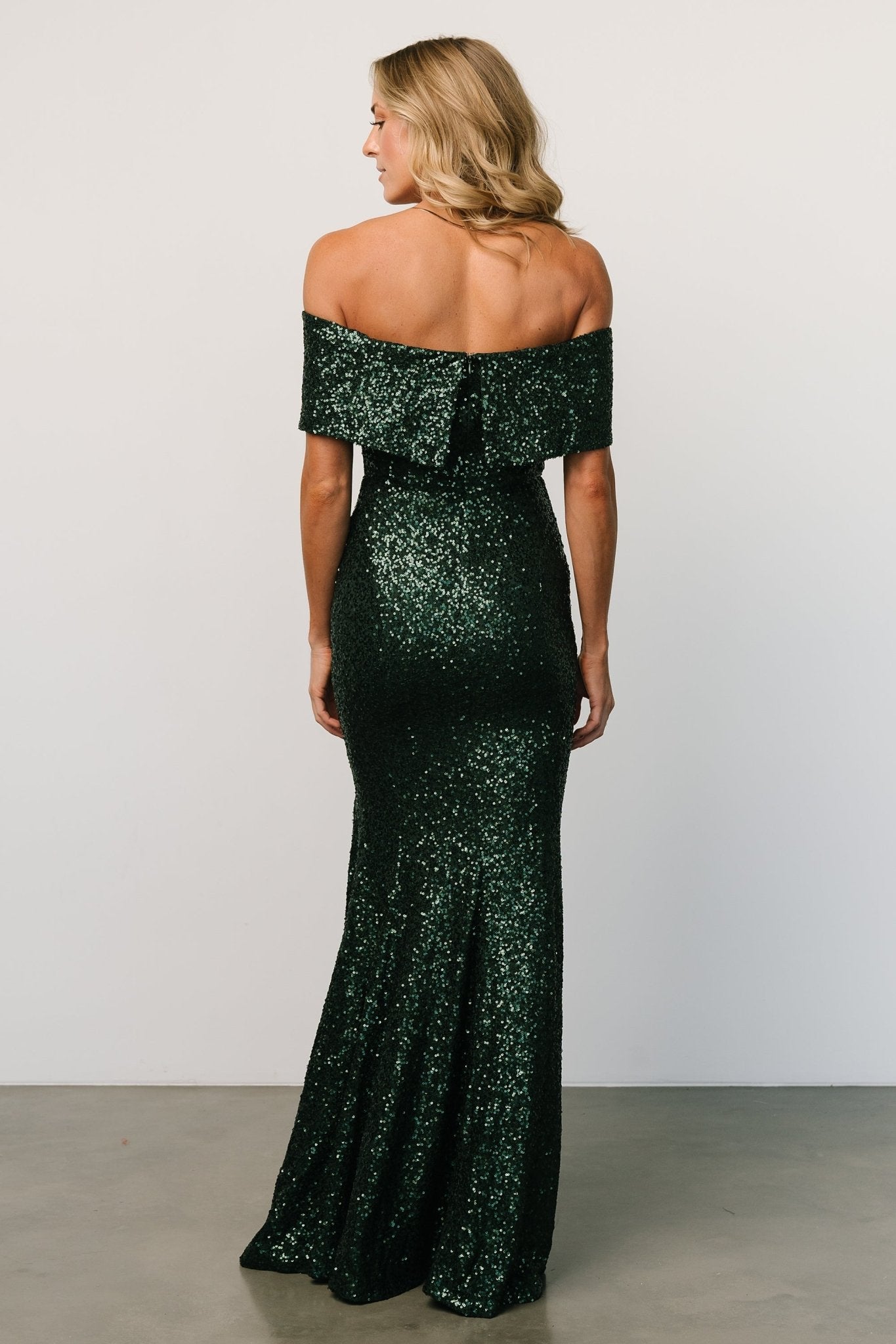 Yvonne Off Shoulder Sequin Gown | Green Clearance Ebay