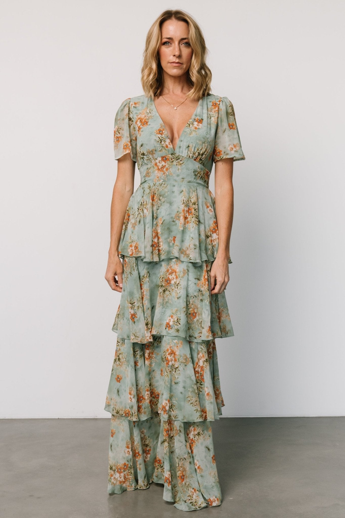 Montaigne Ruffle Maxi Dress | Blue Sage Floral Cheap Tumblr