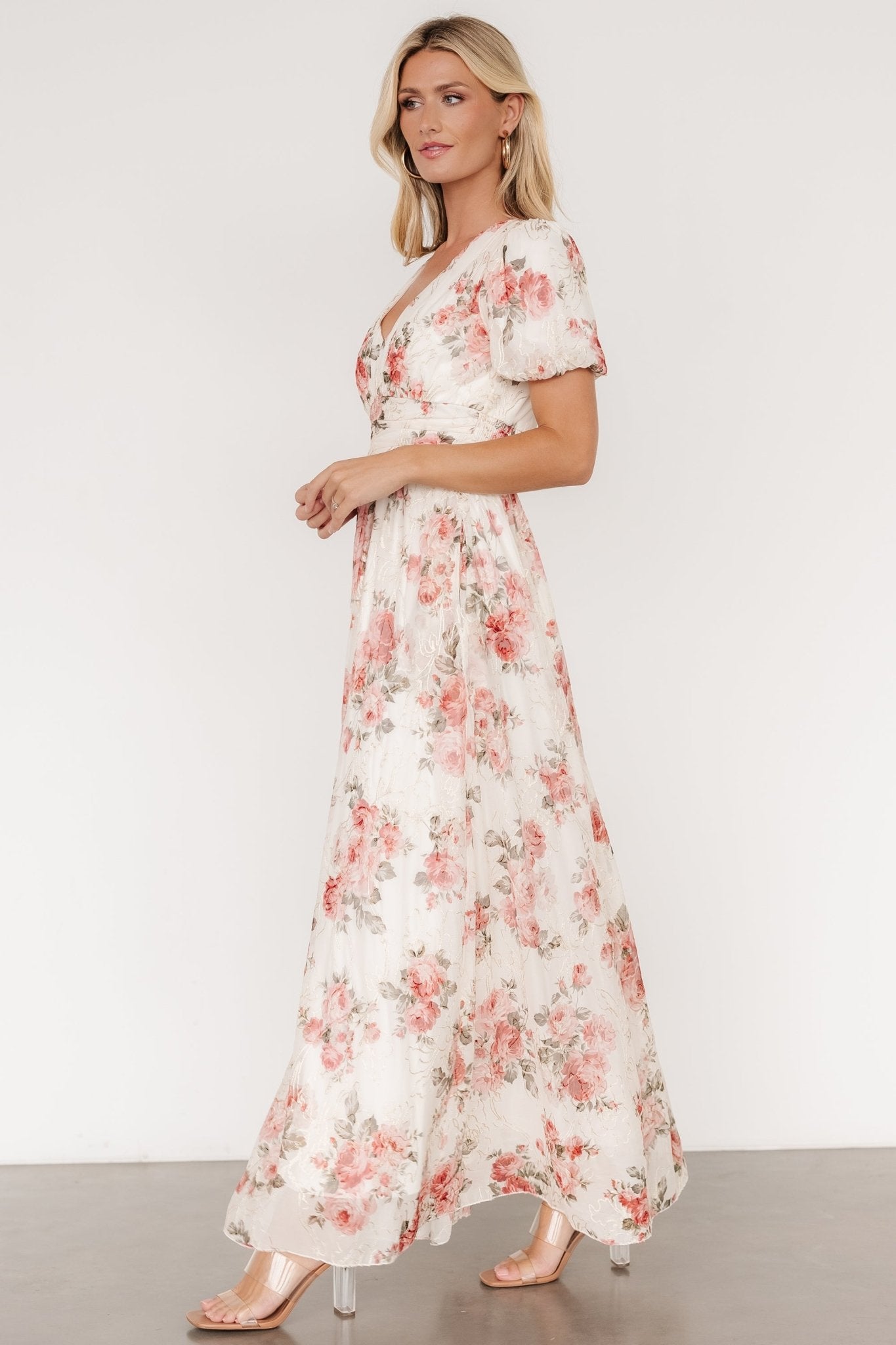 Ardley Maxi Dress | Cream + Rose Floral Top Quality Cheap Pice