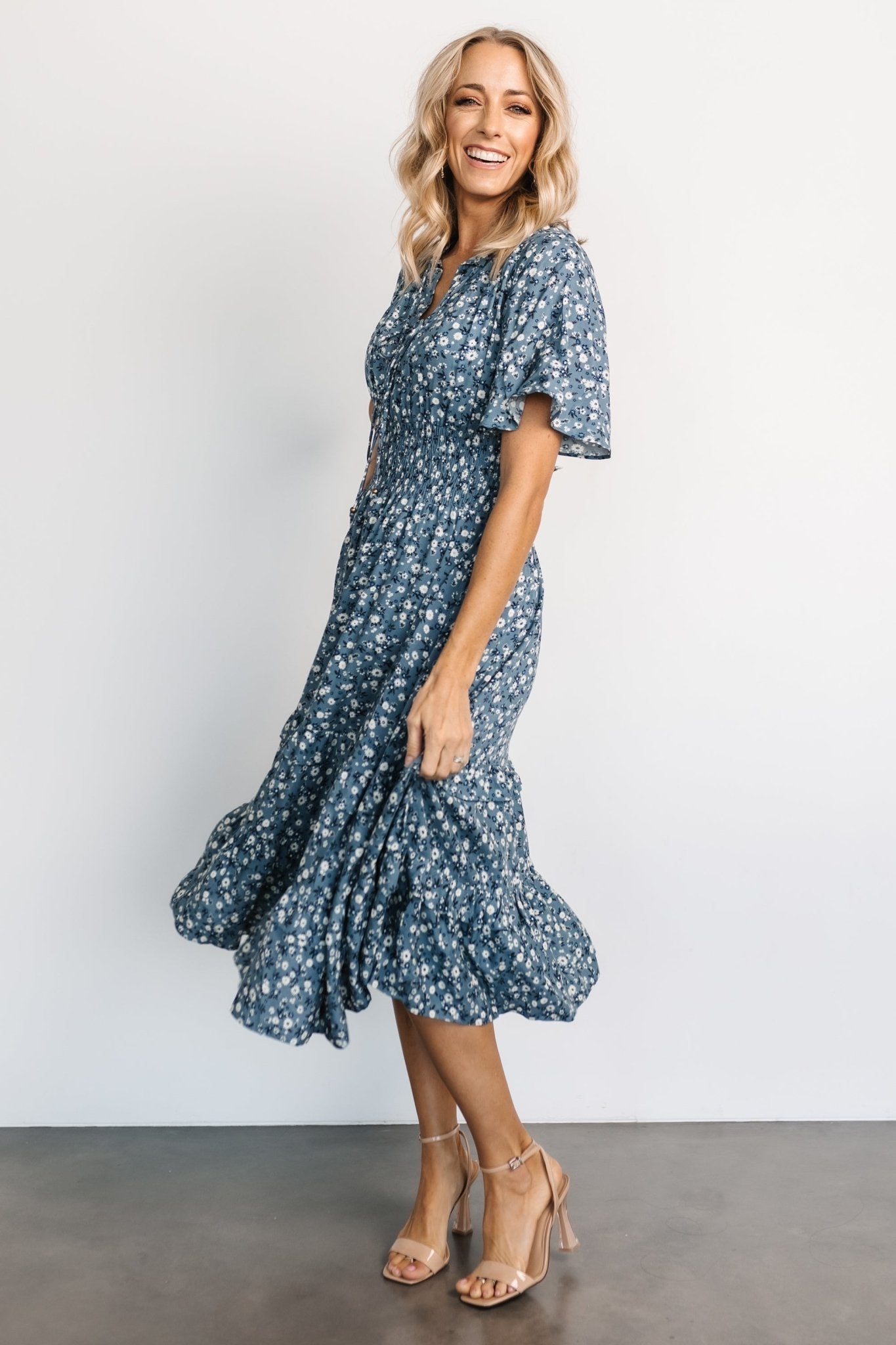 Spell Boho Midi Dress | Blue Floral Online Online Cheap Online