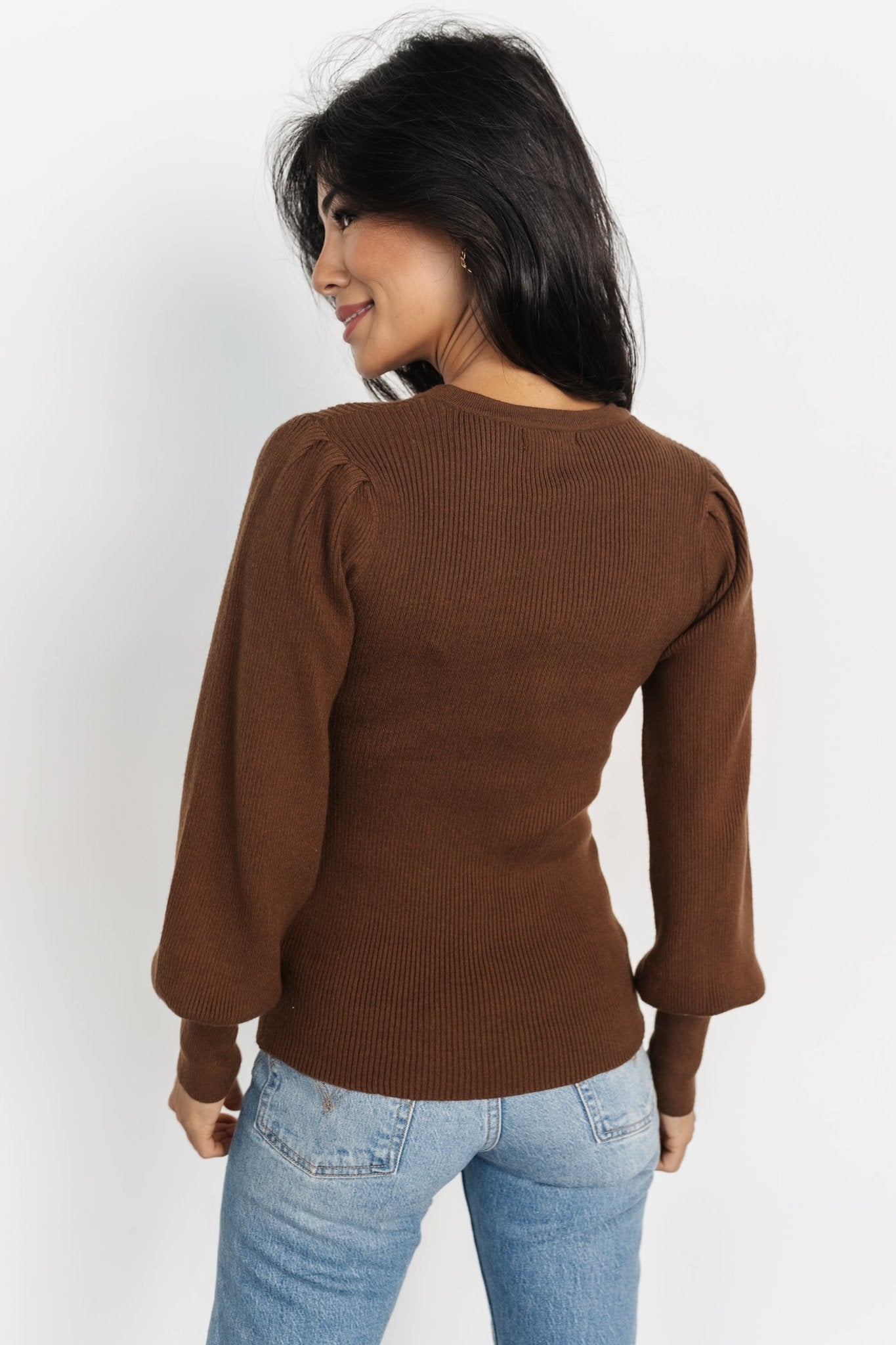 Lilou Rib Knit Sweater | Brown Huge Surprise