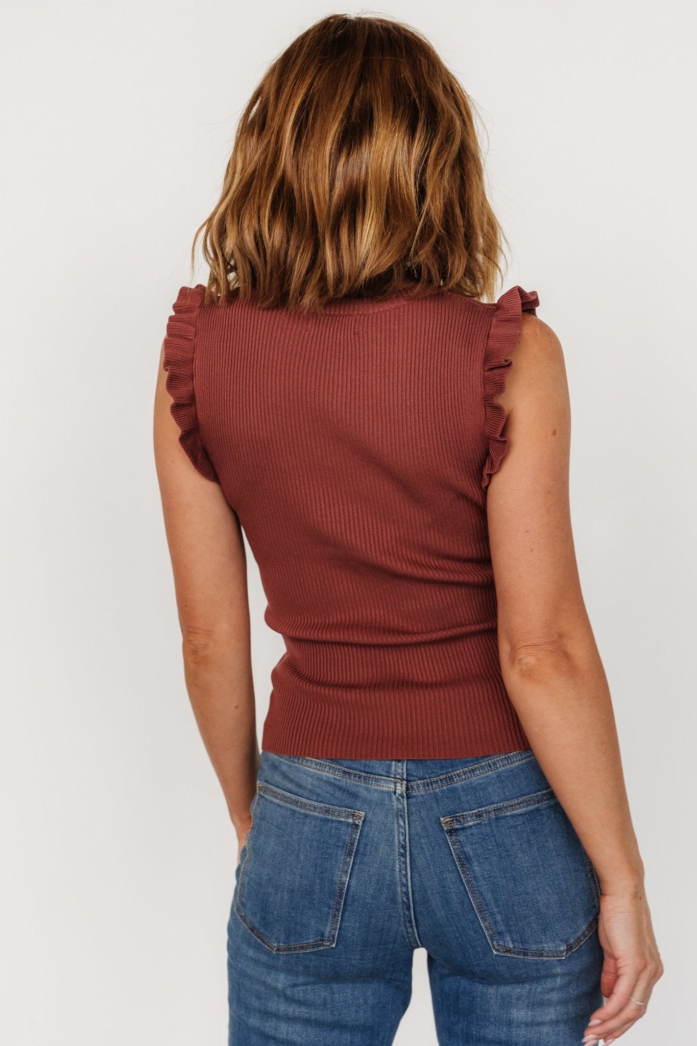 Shay Ribbed Top | Dusty Rust Sale Real