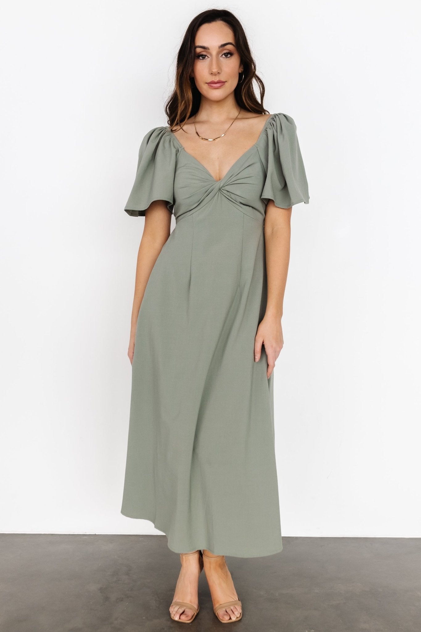 Indie Back Tie Dress | Dusty Green Wide Range Of Cheap Online