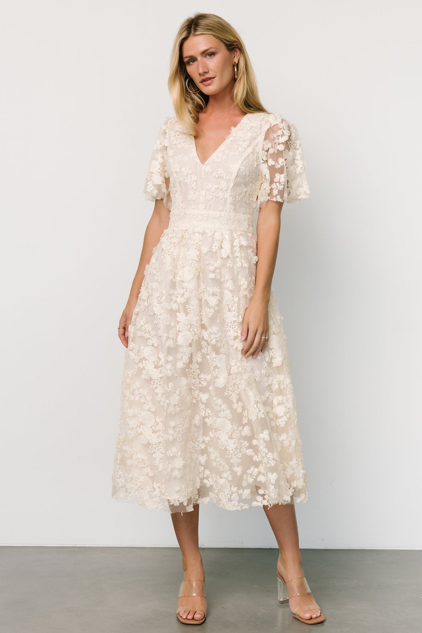Sadie Embroidered Midi Dress | Vintage Cream Shop Offer For Sale