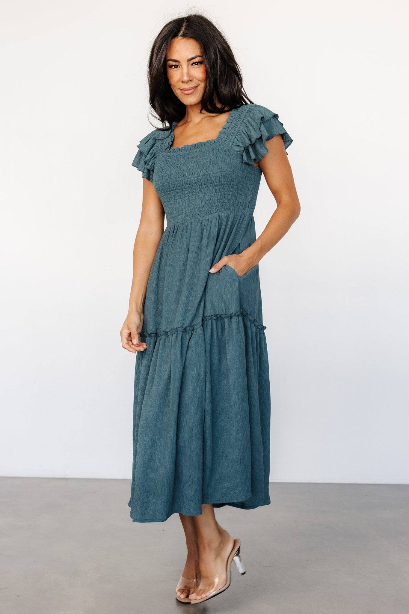 Jacie Smocked Midi Dress | Vintage Teal Shop Offer Cheap Online