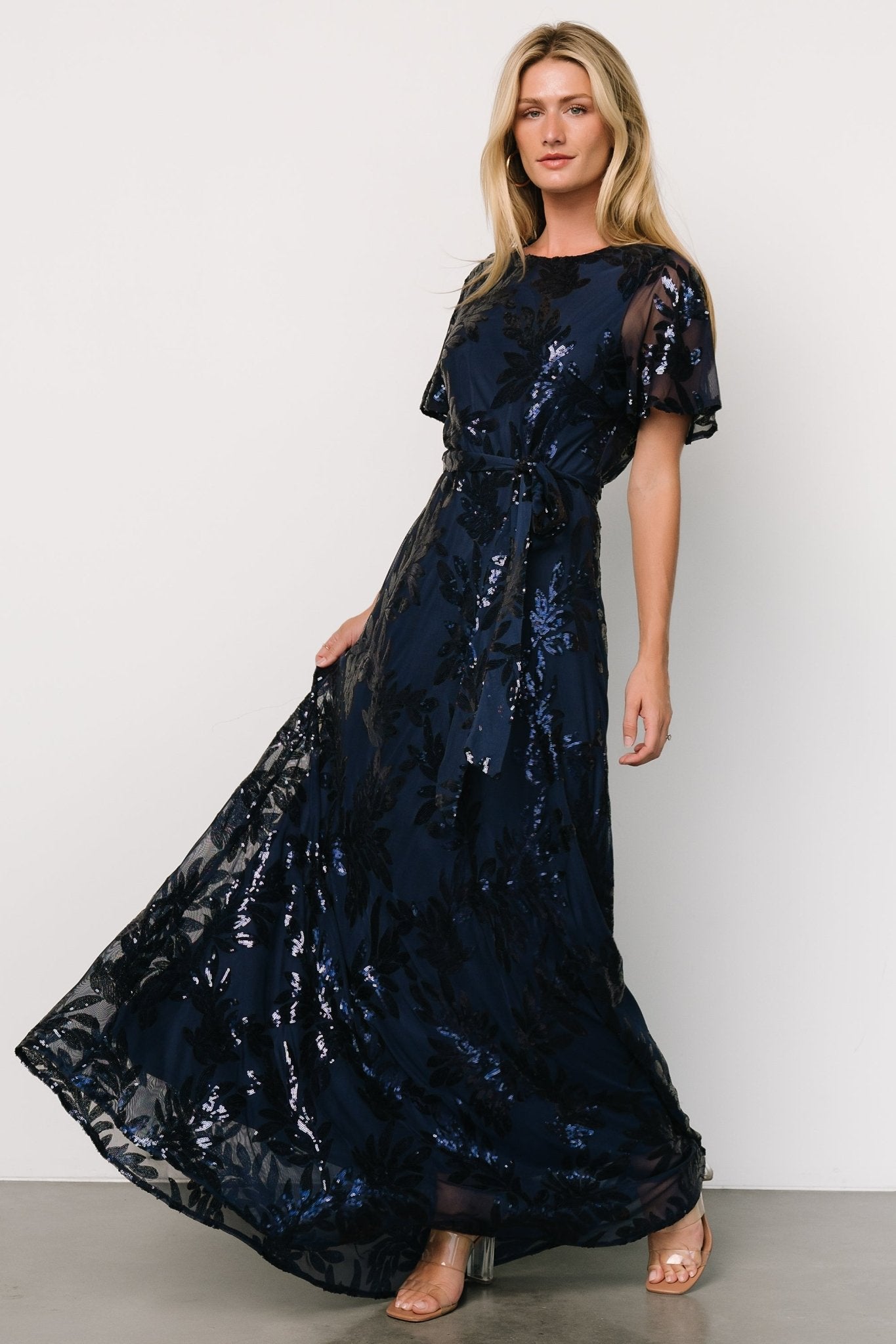 Muse Sequin Maxi Dress | Navy Manchester