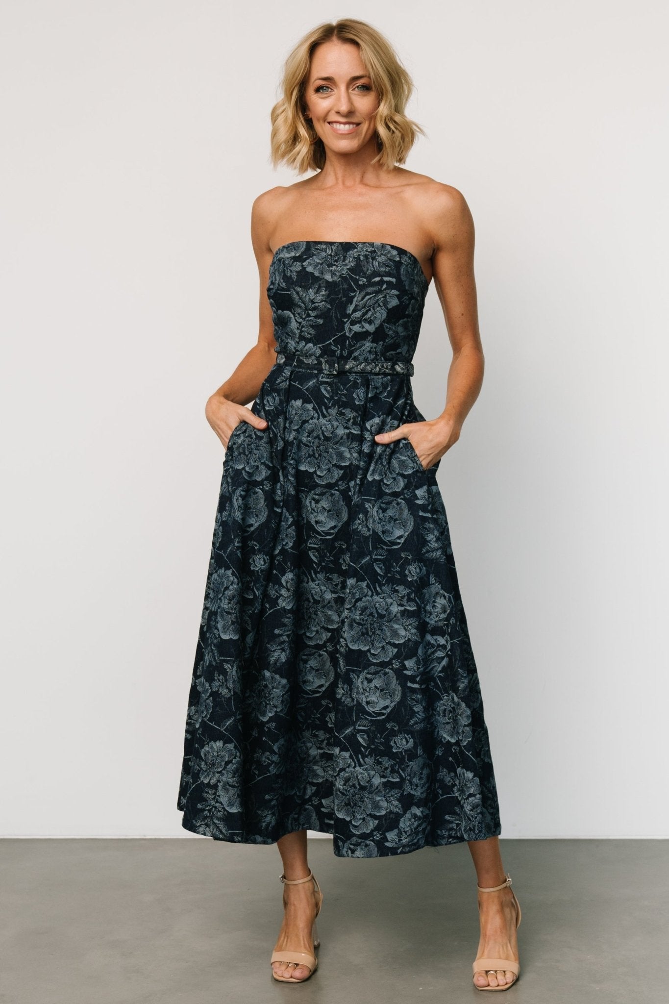 Darlene Strapless Denim Dress | Dark Blue Best Place Sale Online