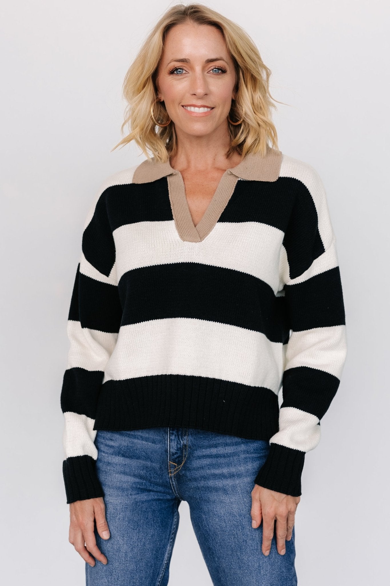 Alec Striped Sweater | Black + Ivory Discount Free Shipping