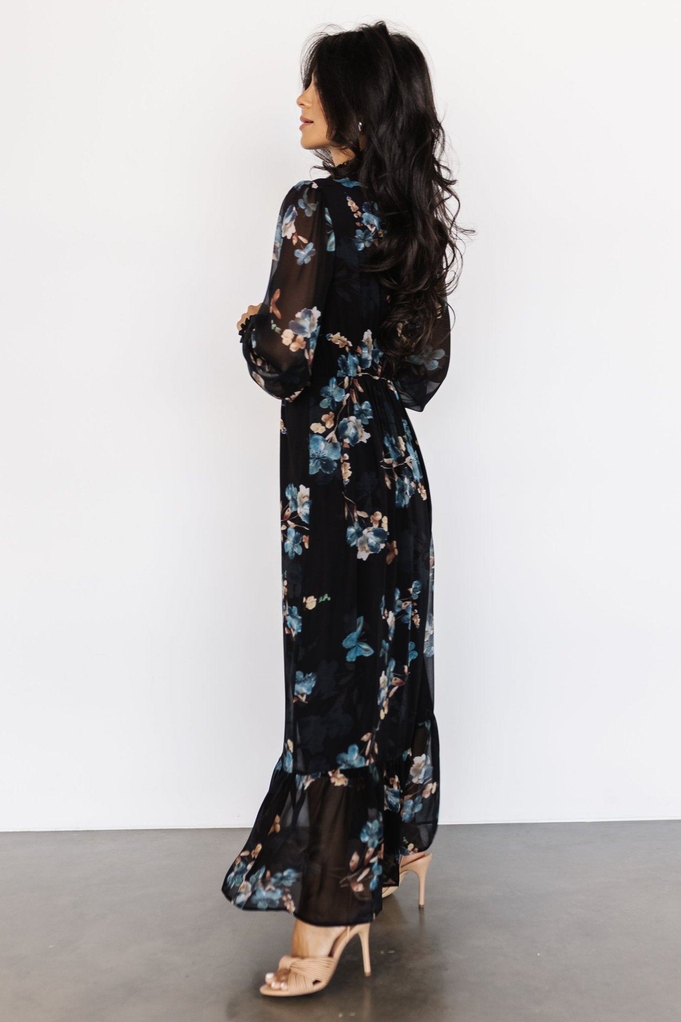 Luciana Maxi Dress | Black + Blue Discount Low Pice