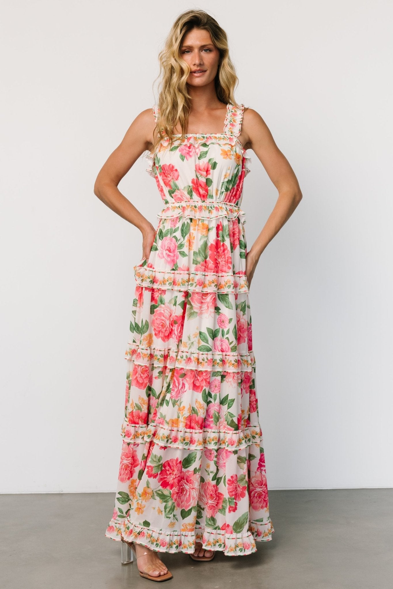 Julieta Tiered Maxi Dress | Off White Floral Quality Original