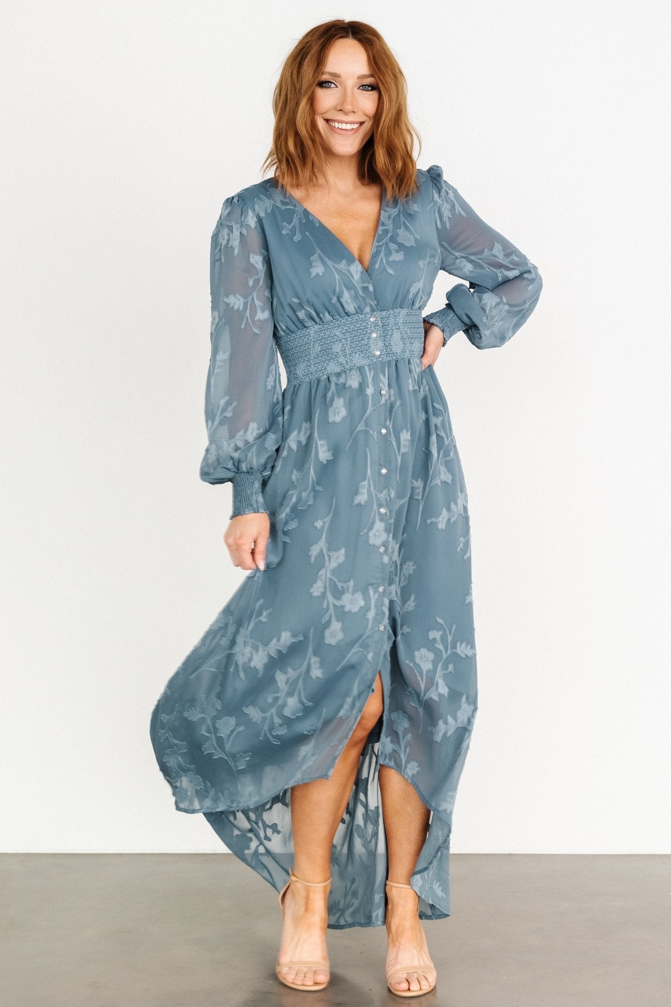 Mayfair High Low Maxi Dress | Slate Blue Cheap Sale 100% Guaranteed