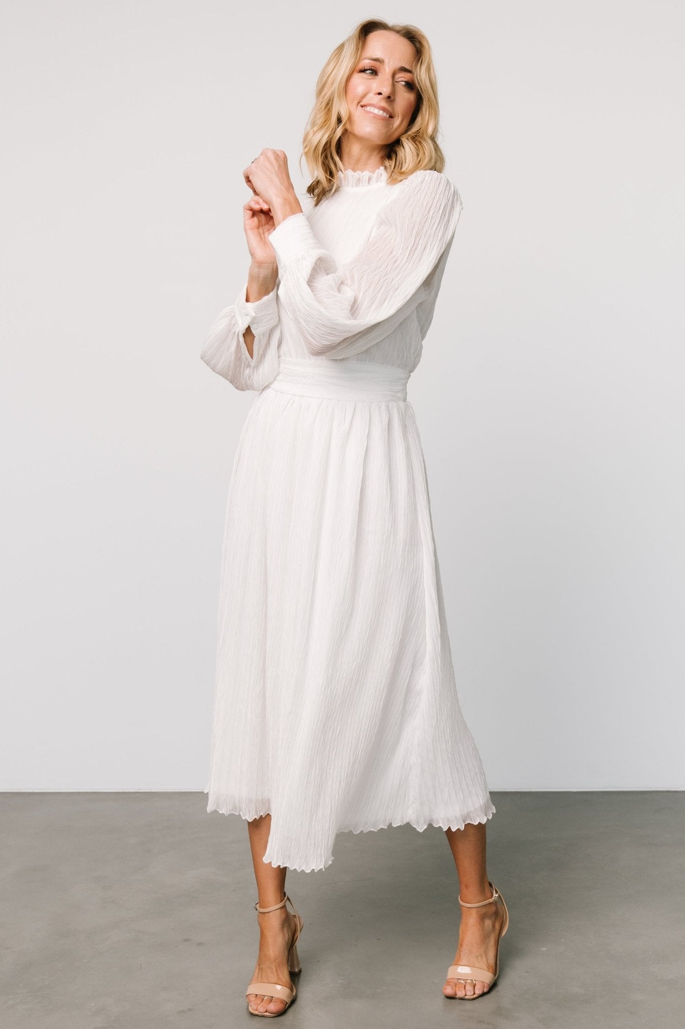 Julie Long Sleeve Dress | Off White Clearance Amazing Pice