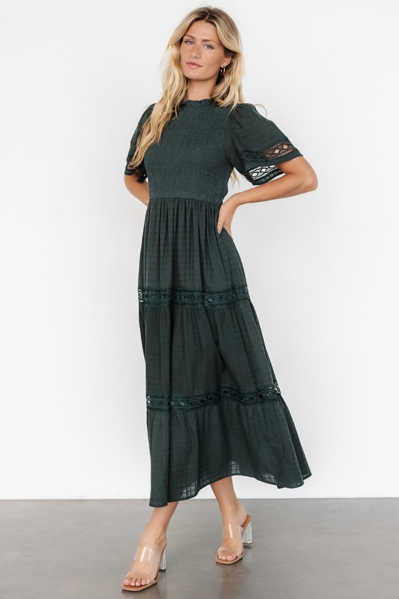 Loveland Geo Lace Maxi Dress | Dark Green Cheap Sale Finishline