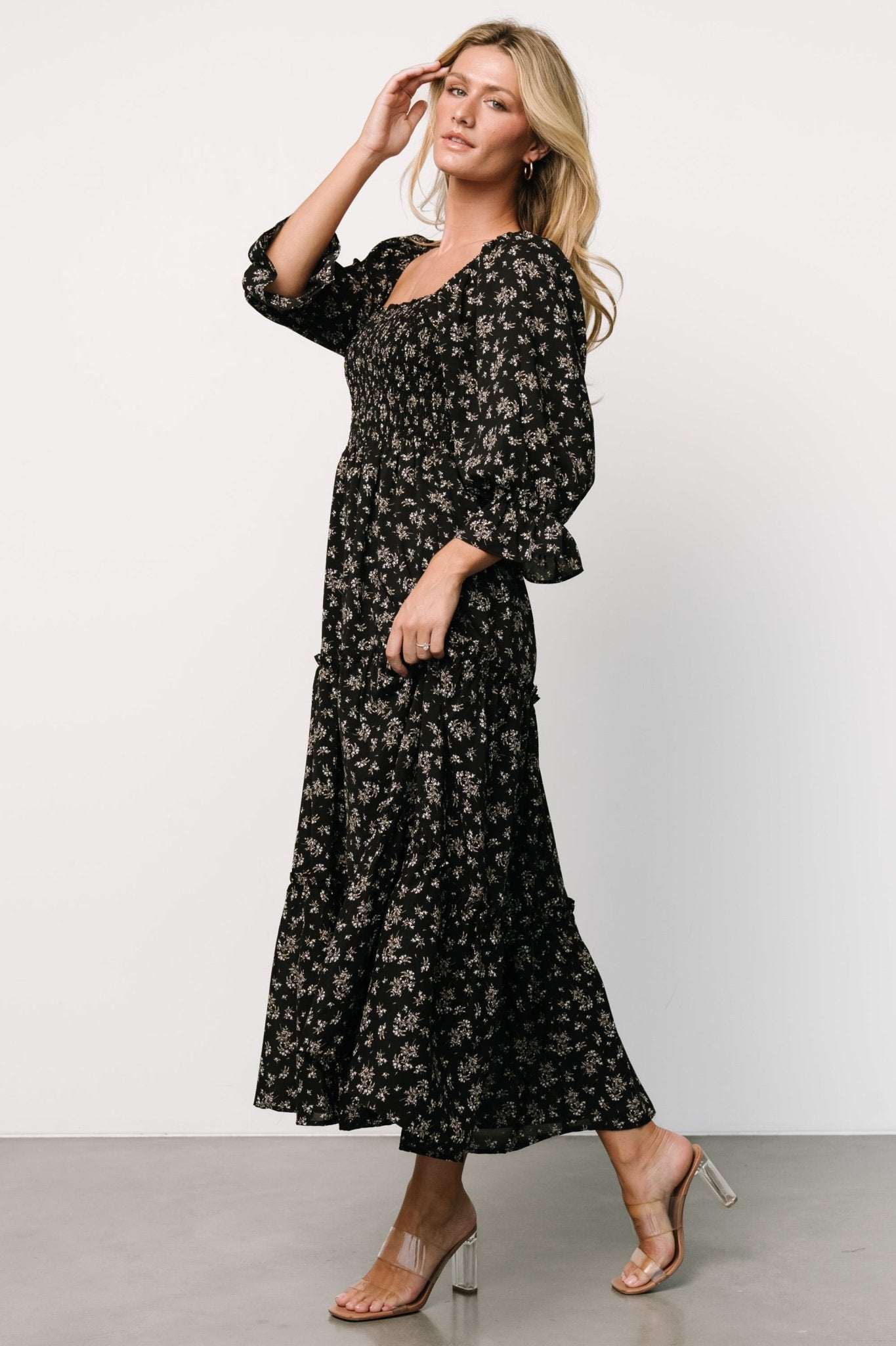 Margareta Tiered Dress | Black Floral Footlocker Online