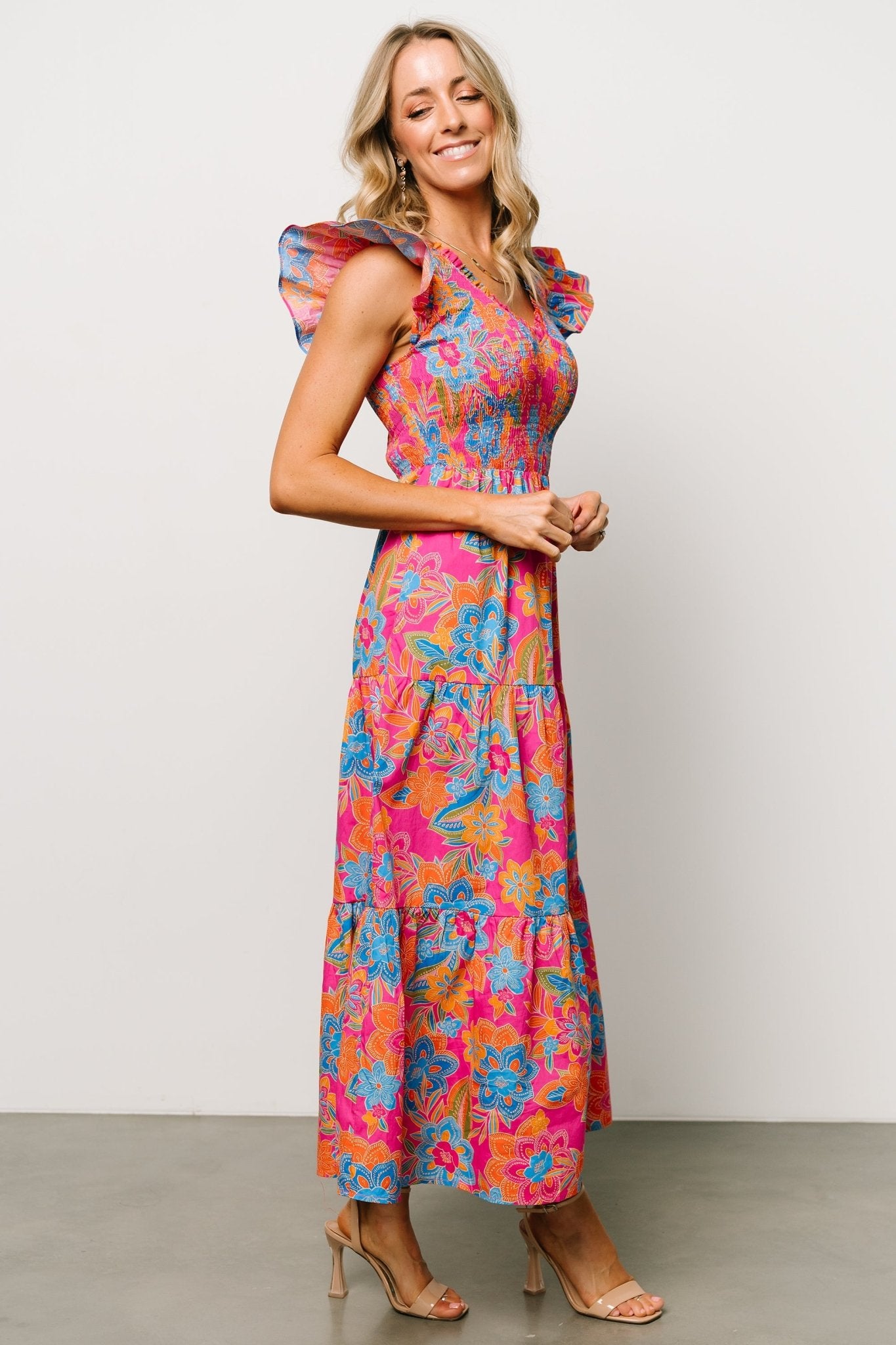 Ranchero Smocked Maxi Dress | Pink Multi Sale Footlocker Finishline