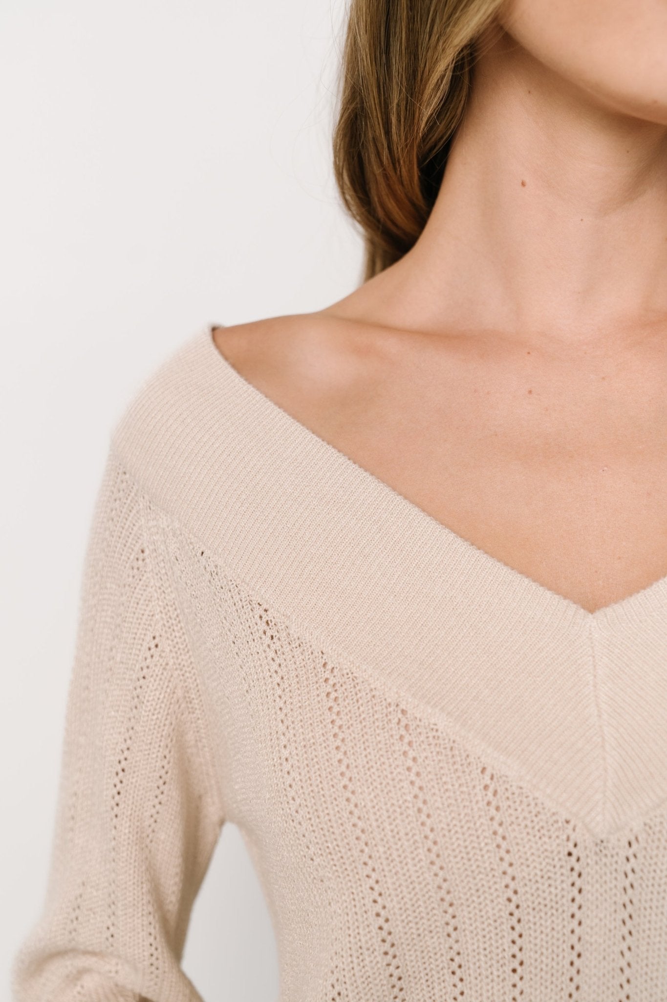 Ashby V Neck Sweater Top | Natural Reliable