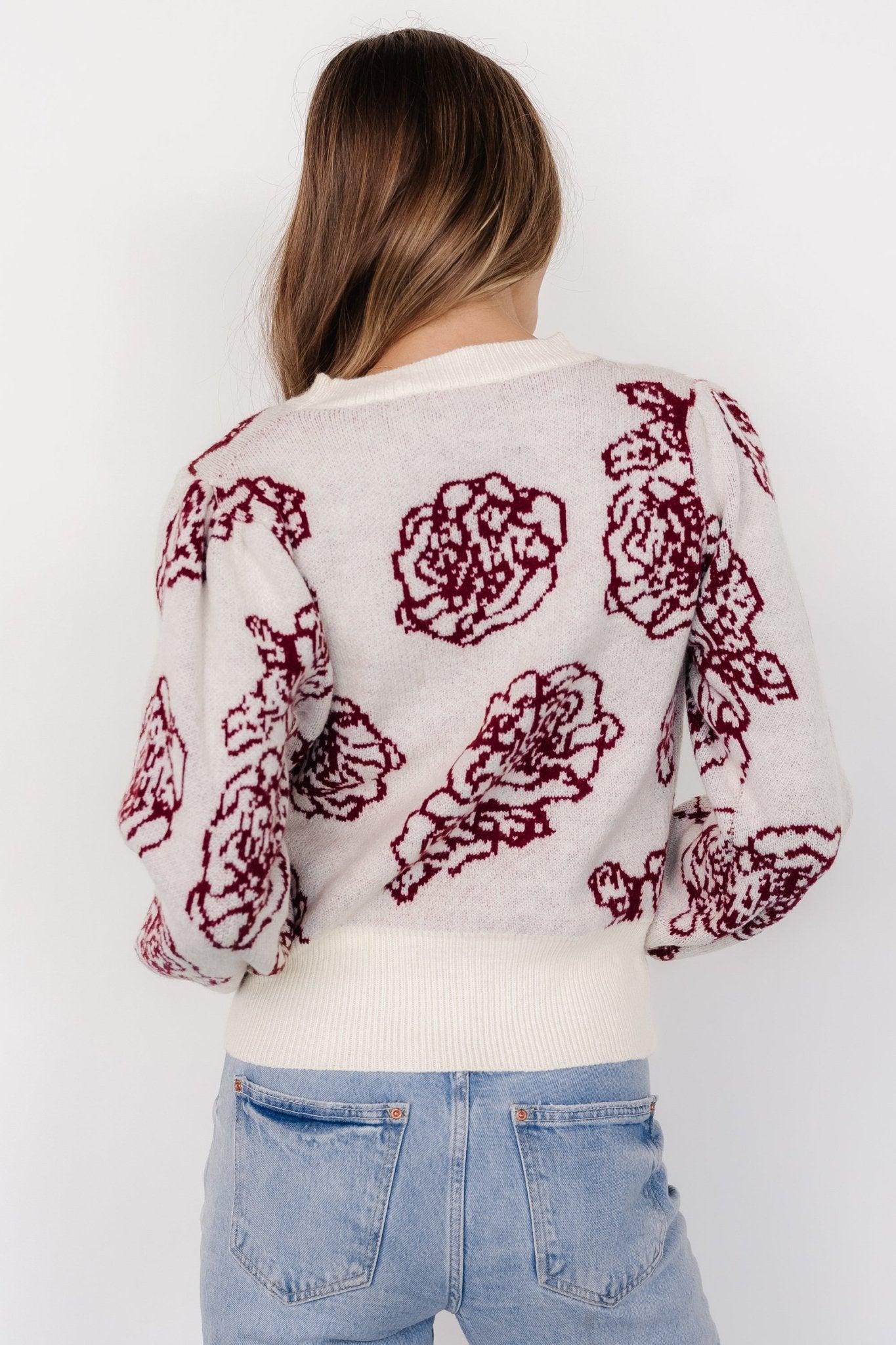 Blake Floral Sweater | Off White + Burgundy Cheap Pice Cost