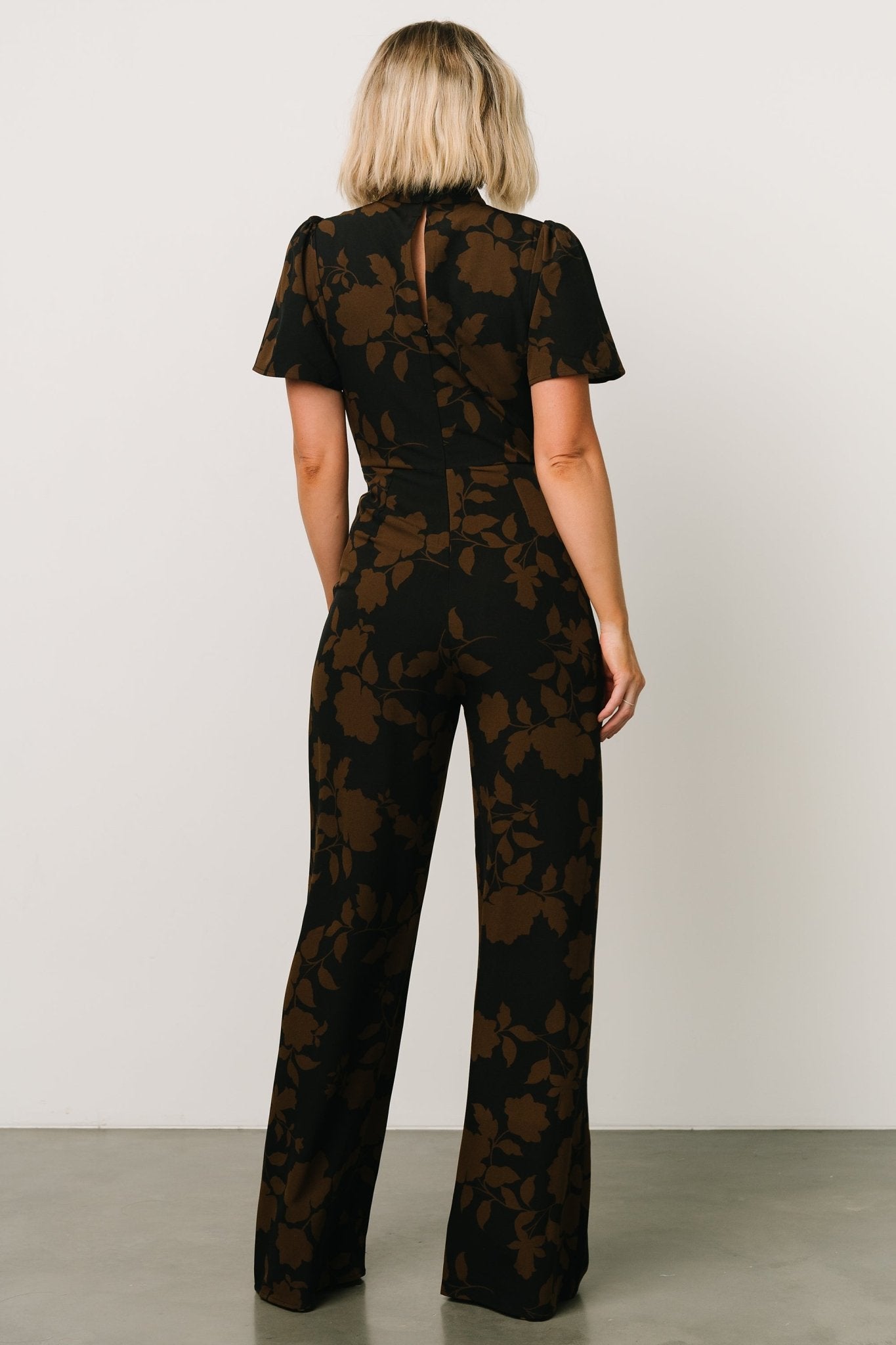 Langham Mock Neck Jumpsuit | Espresso Print Cheap Sale Manchester Great Sale