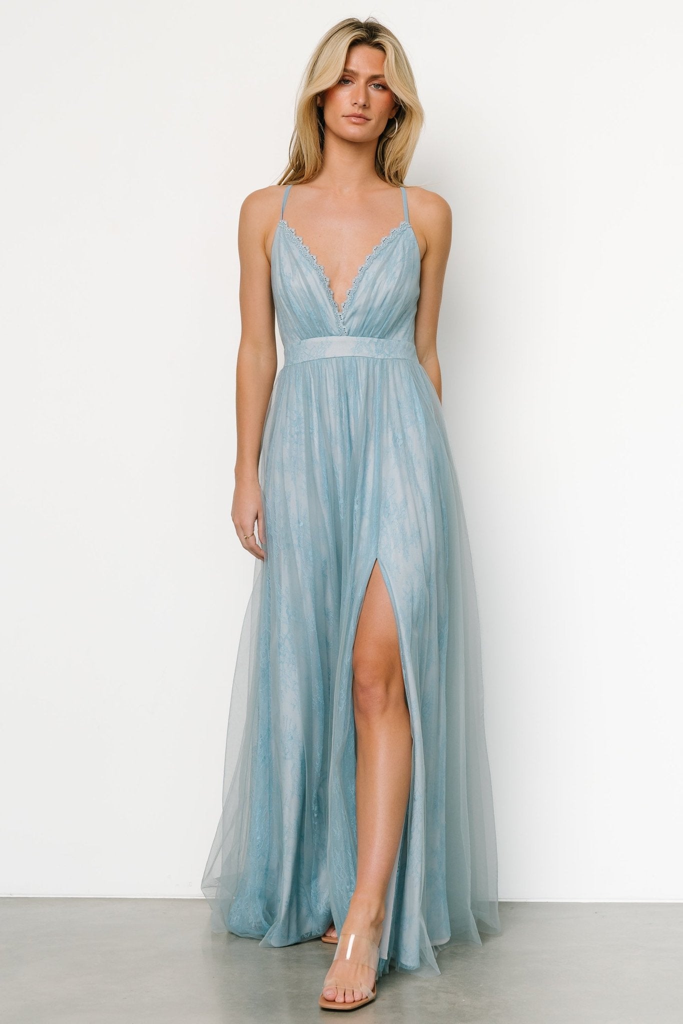 Vasia Lace Tulle Maxi Dress | Soft Blue Largest Supplier Cheap Pice