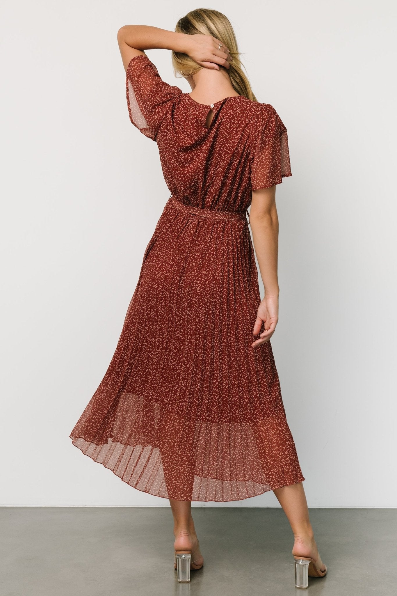 Prim Pleated Dress | Dark Rust Cheap Extremely