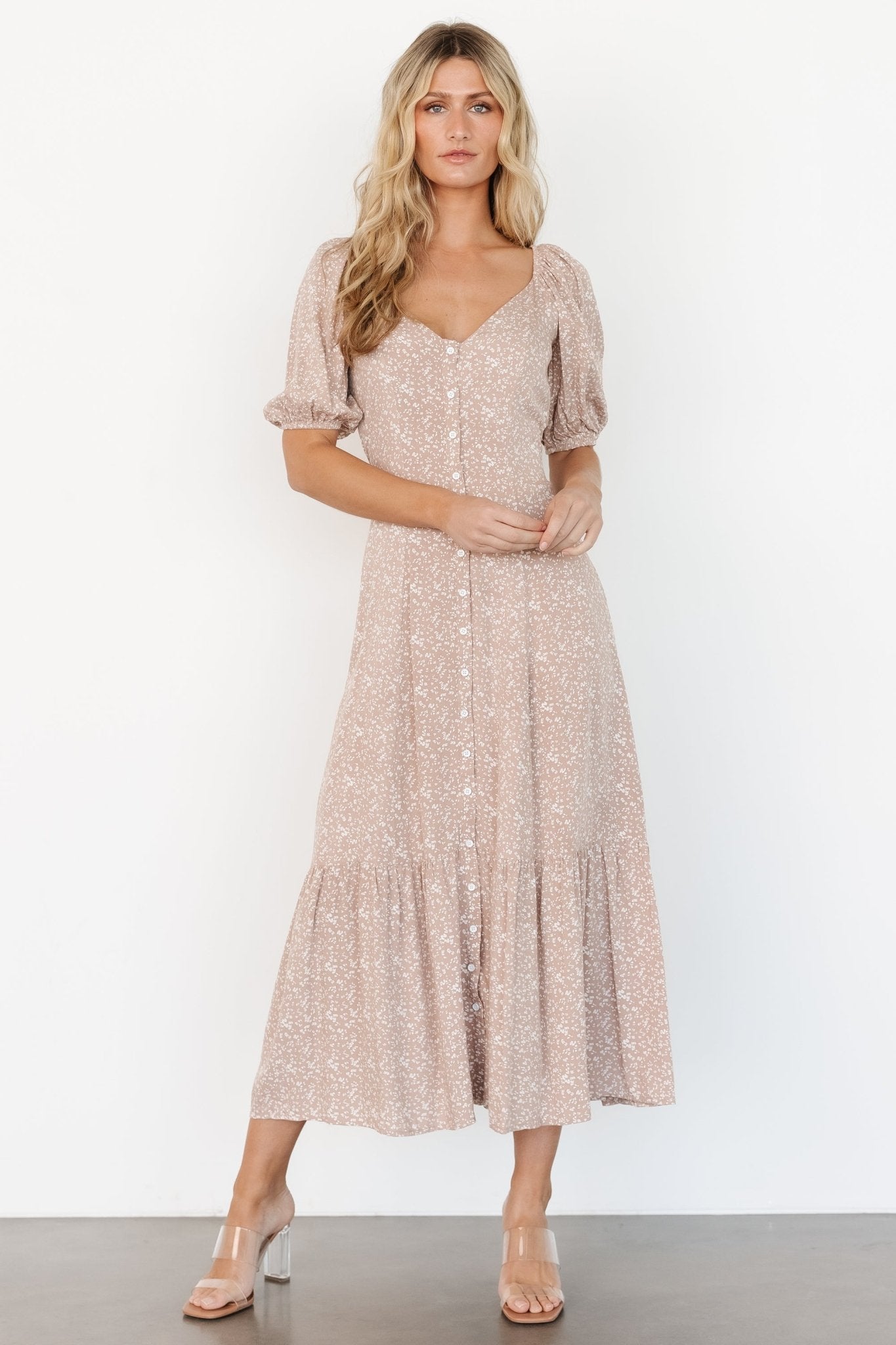 Mathilda Button Maxi Dress | Beige Floral Find Great Online