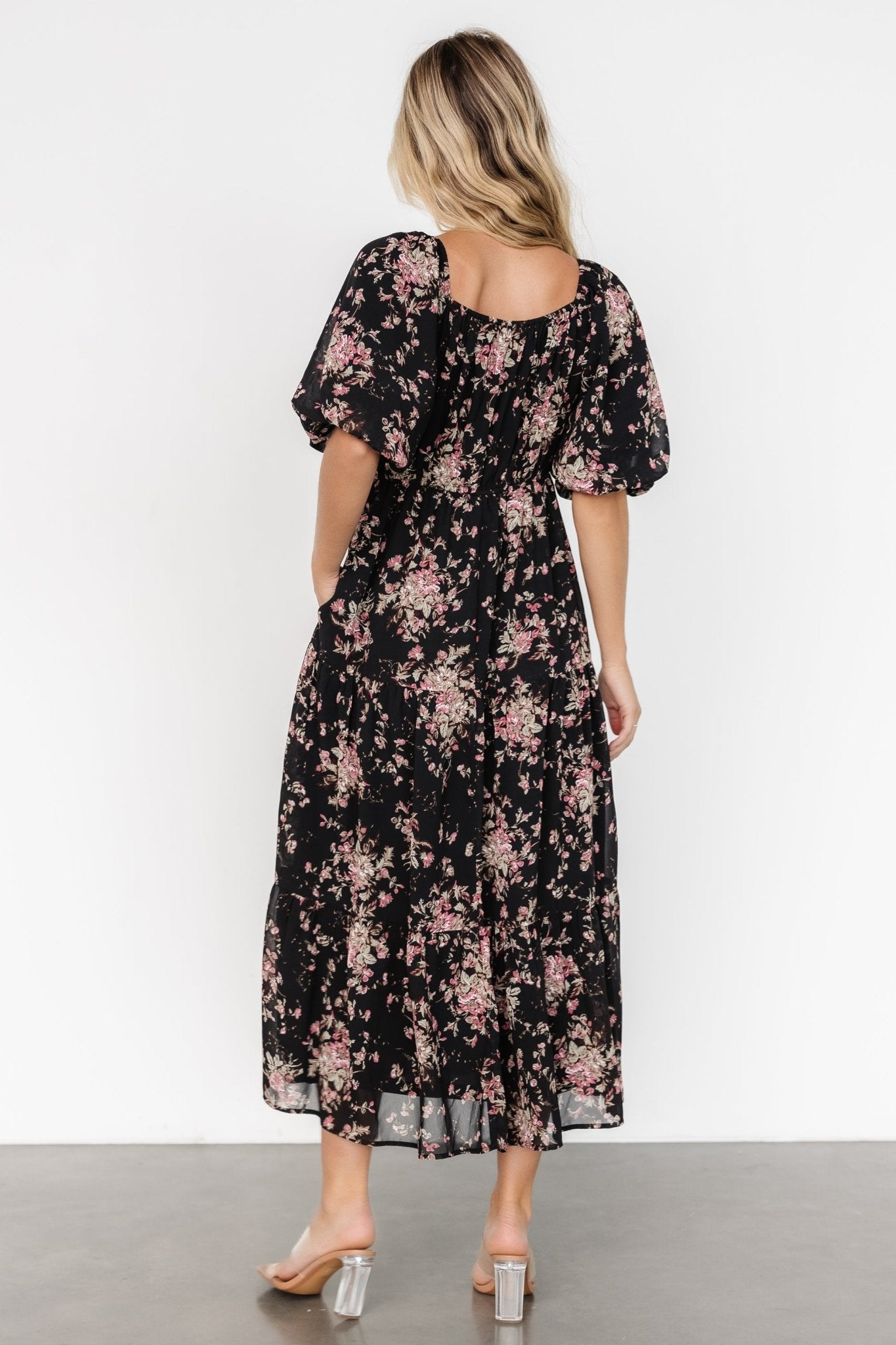 Evelette Dress | Black + Mauve Floral Sale Explore