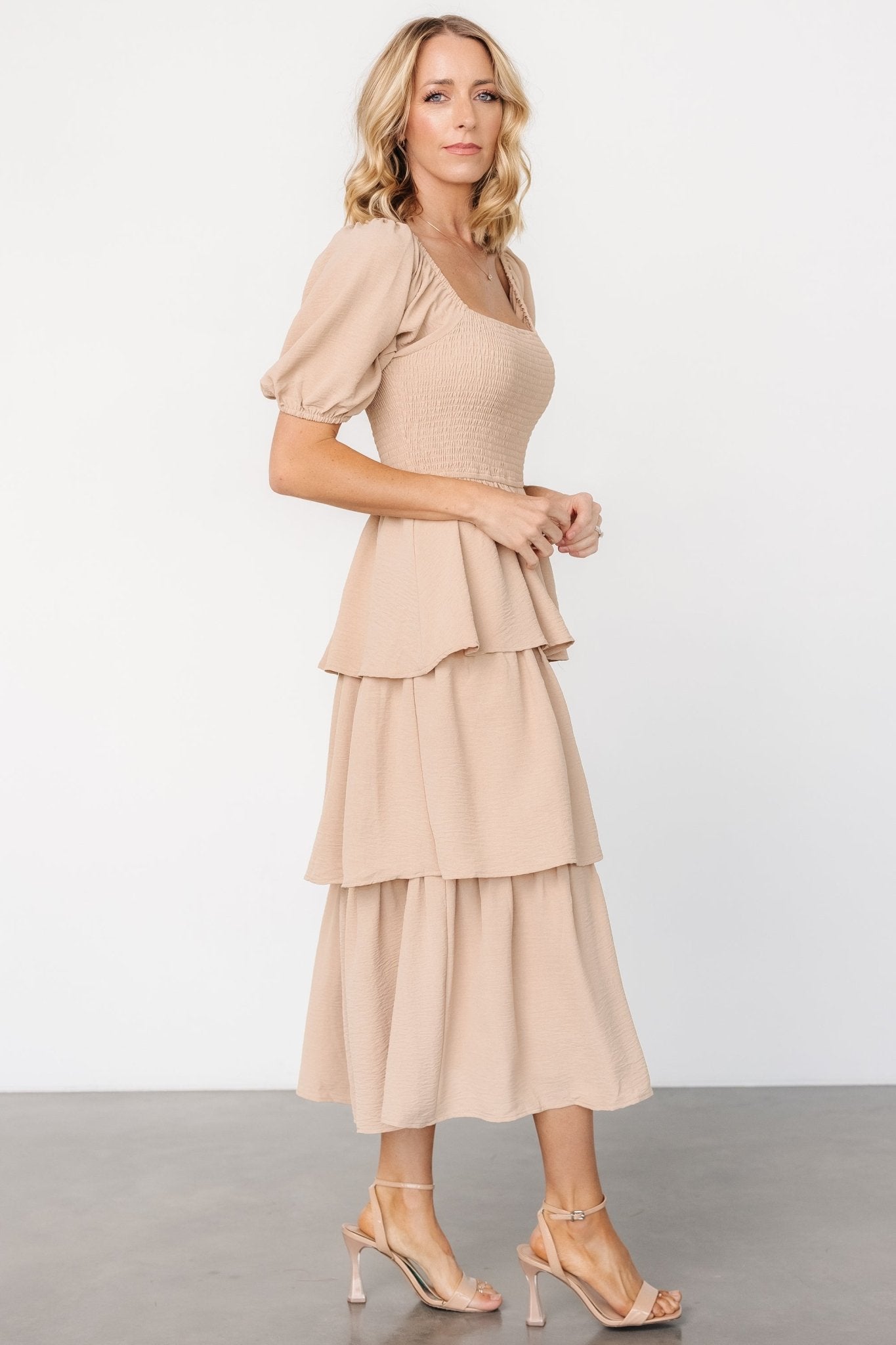 Ashbourne Tiered Dress | Taupe Buy Online Cheap Pice