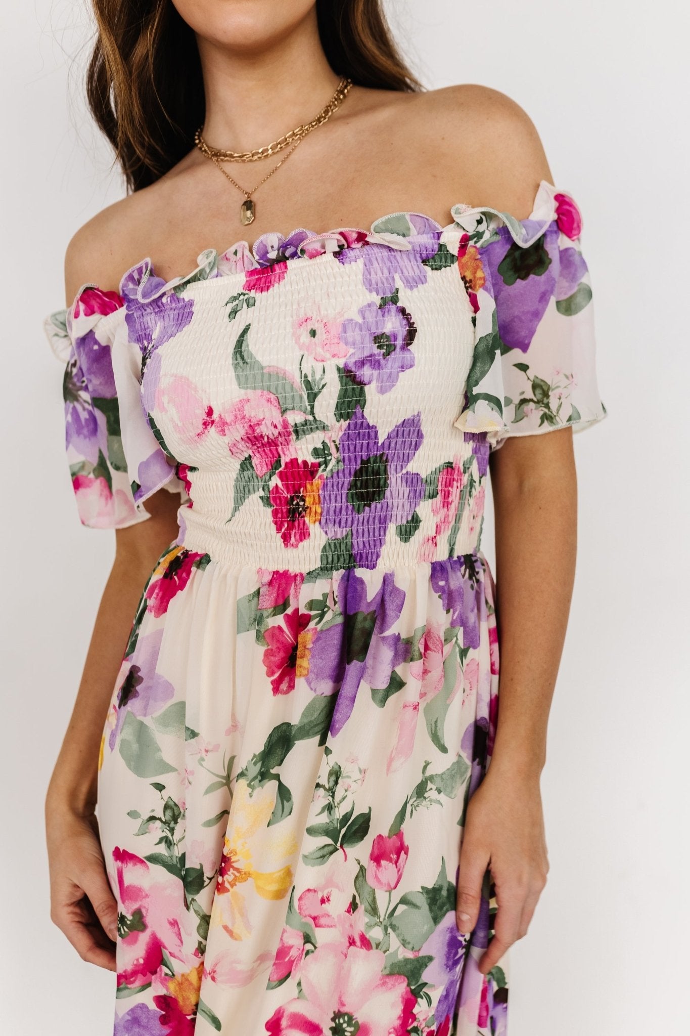 Elina Maxi Dress | Ivory + Pink Multi Floral Sale Fashion