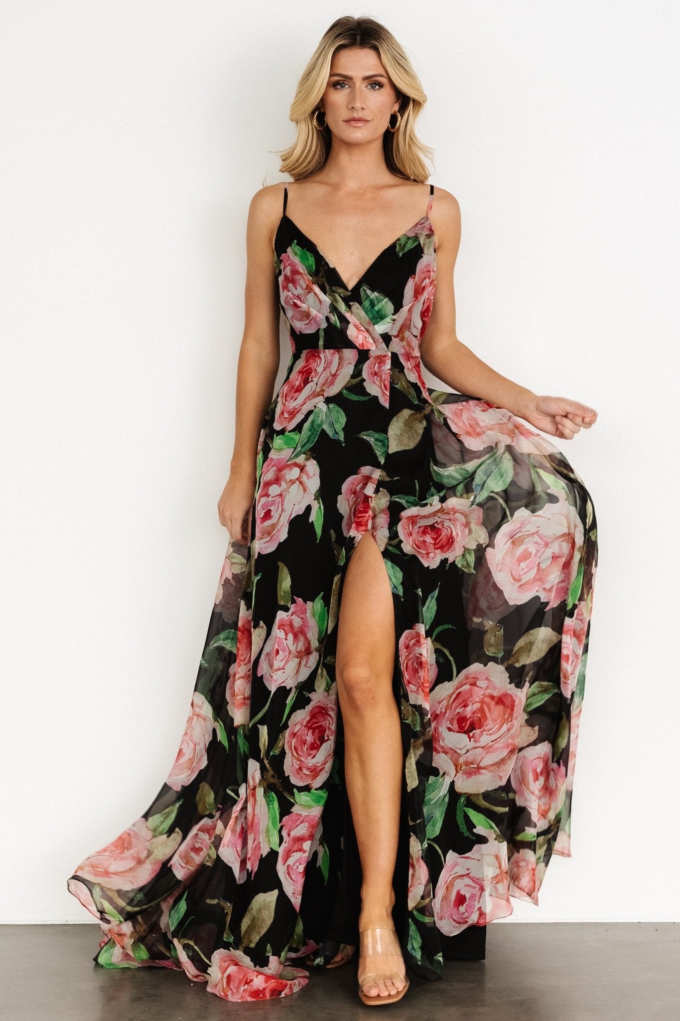 Vivienne Maxi Dress | Black Rose Floral Cheap Sale The Cheapest