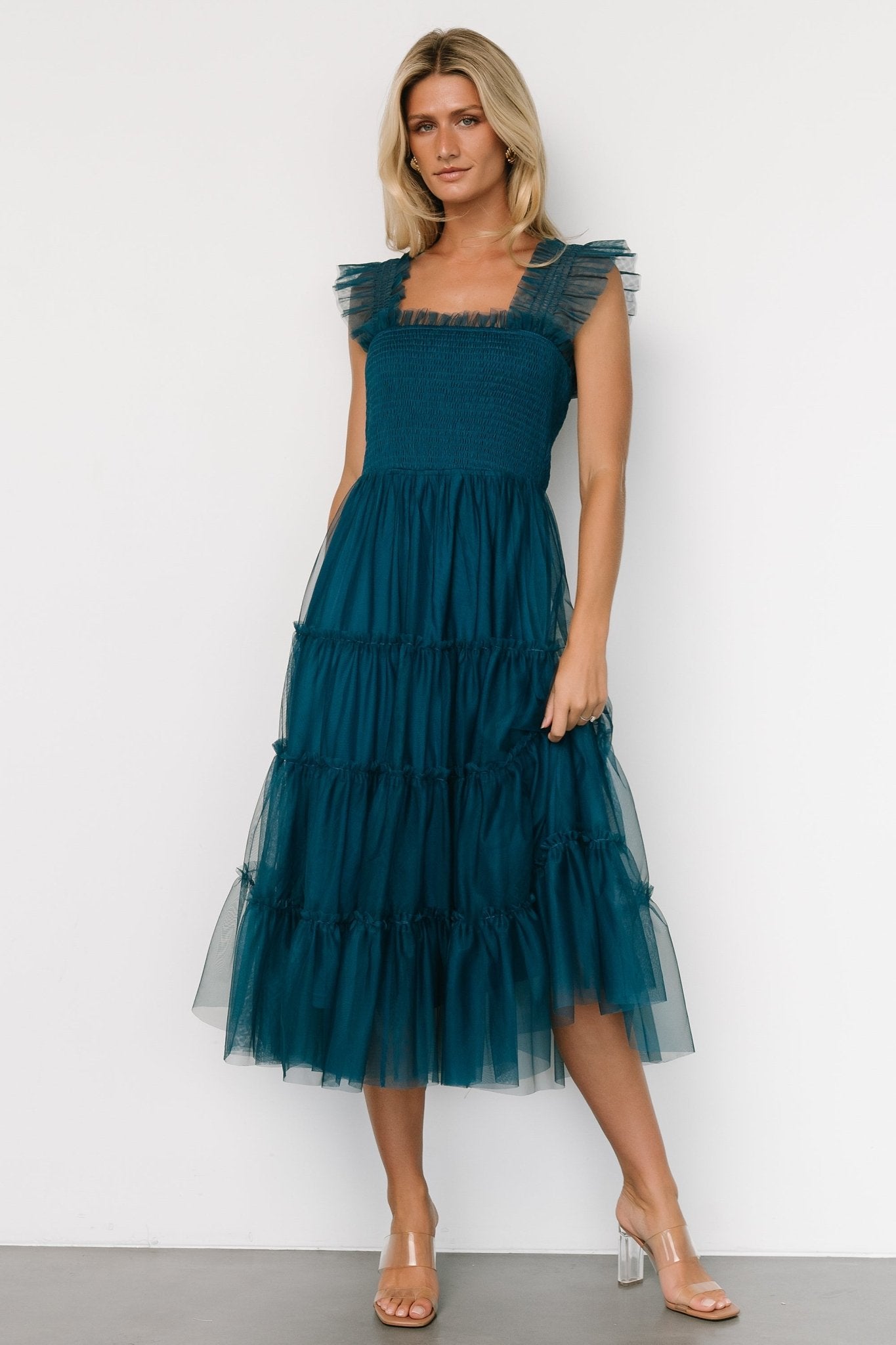 Emma Smocked Tulle Dress | Teal View Cheap Pice