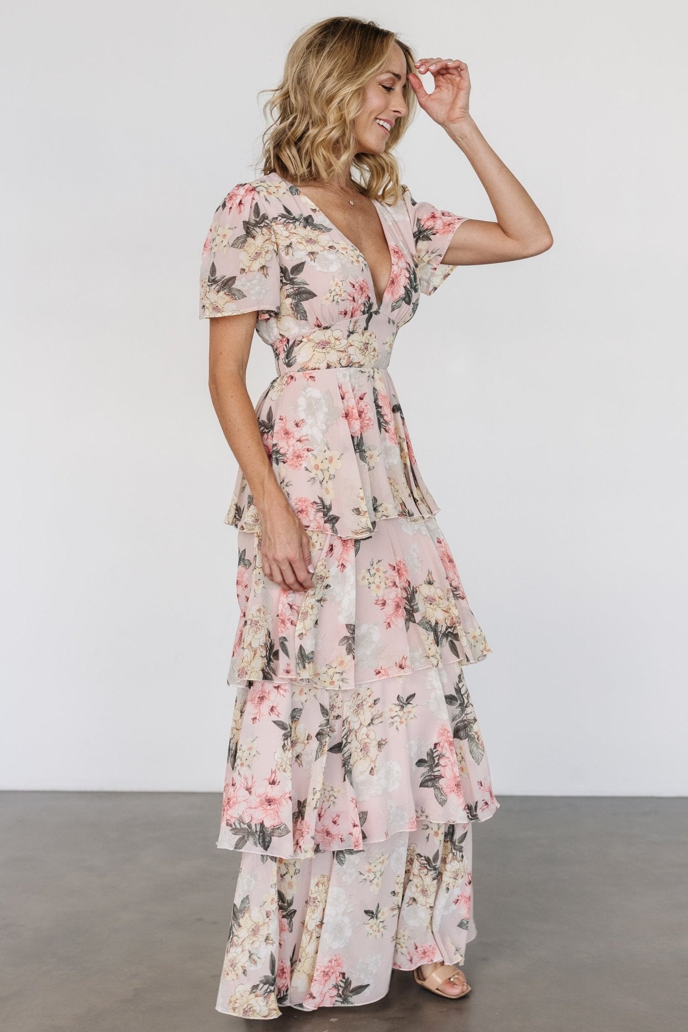 Montaigne Ruffle Maxi Dress | Pale Blush Floral Buy Cheap Pay With Paypal