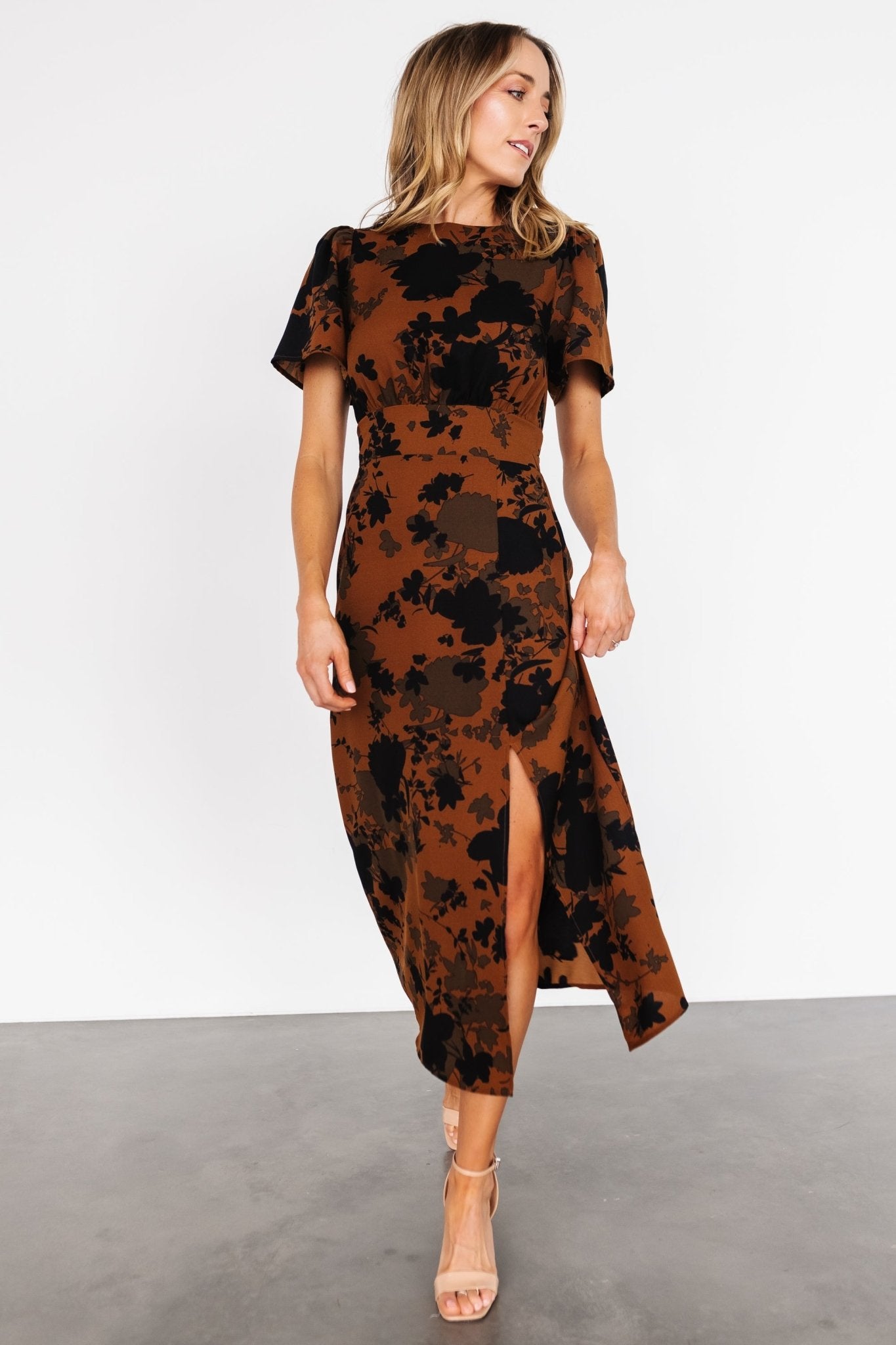 Lenni Midi Dress | Espresso Print Outlet Online Shop