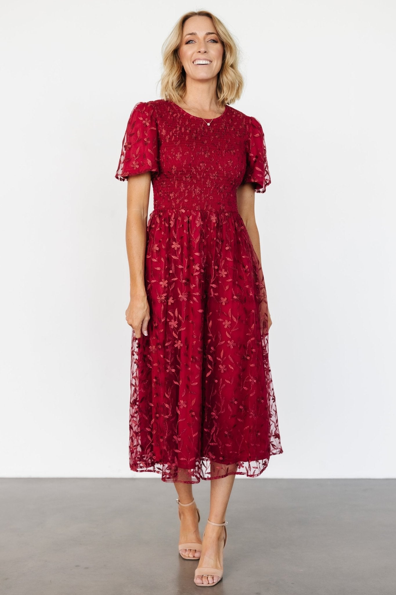 Cara Embroidered Midi Dress | Ruby Cheap Sale 100% Authentic