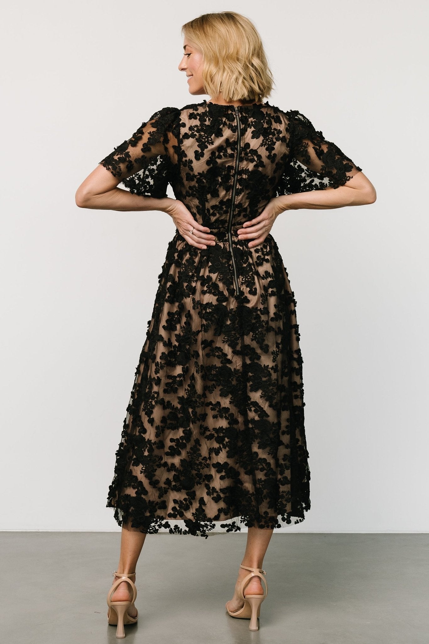 Sadie Embroidered Midi Dress | Black + Nude Clearance Largest Supplier