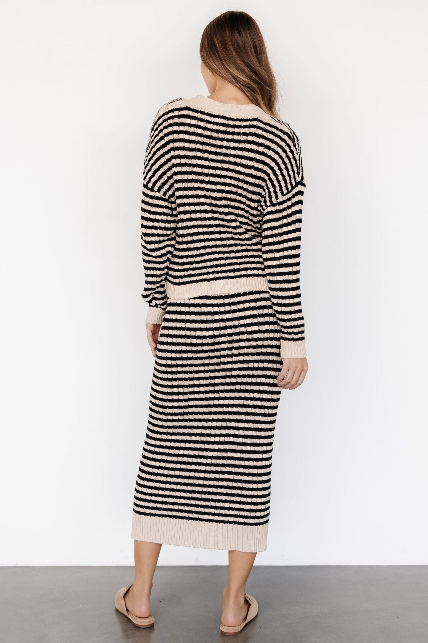 Justina Striped Knit Skirt | Black + Cream Sale Original