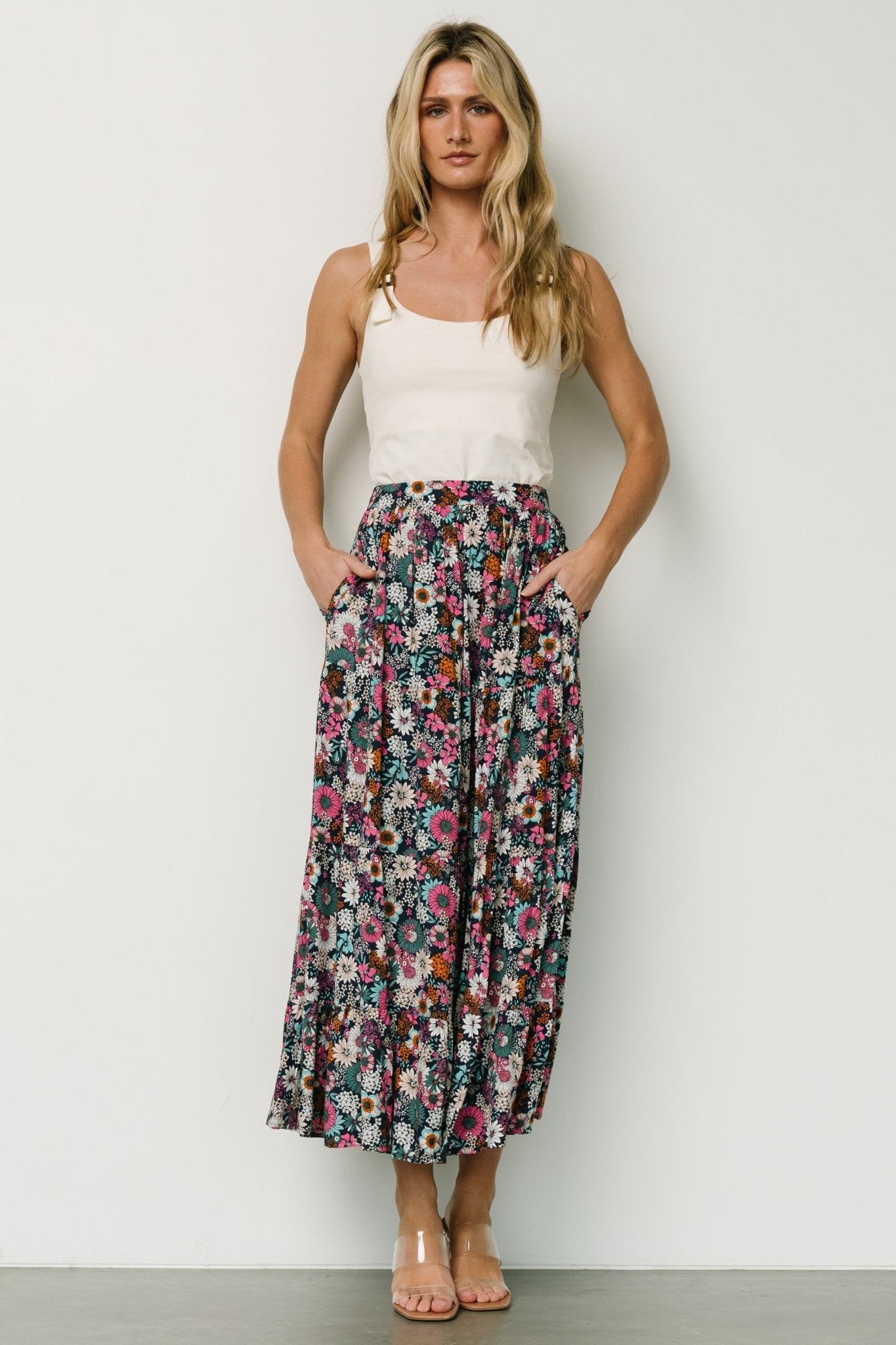 Reilly Maxi Skirt | Navy Flower Print Cheap Sale 2025 Unisex