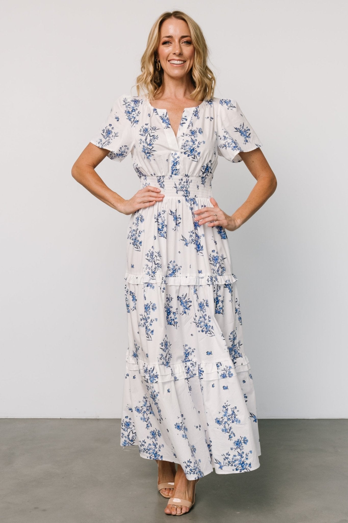 Kiana Poplin Maxi Dress | Off White + Blue Sale Wiki